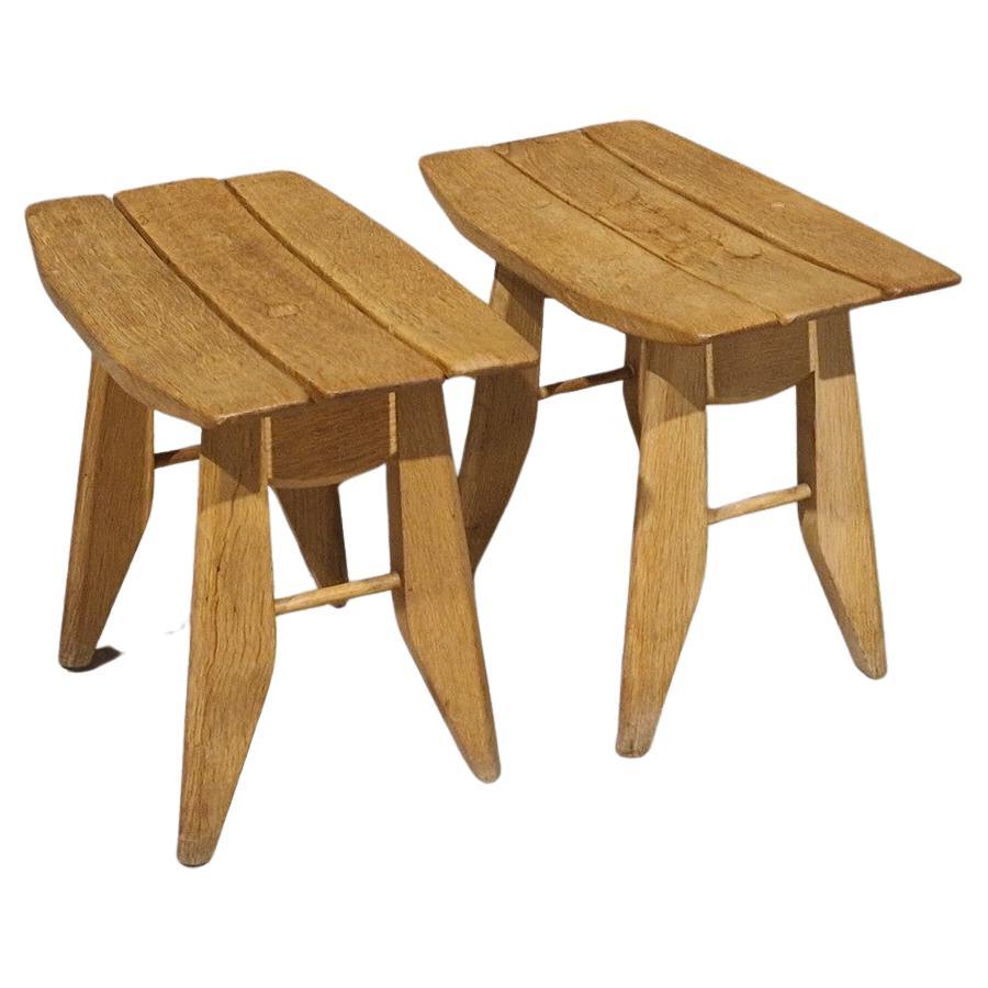 Pair of stools "Thierry" by Guillerme et Chambron, for Votre maison , 1950's For Sale