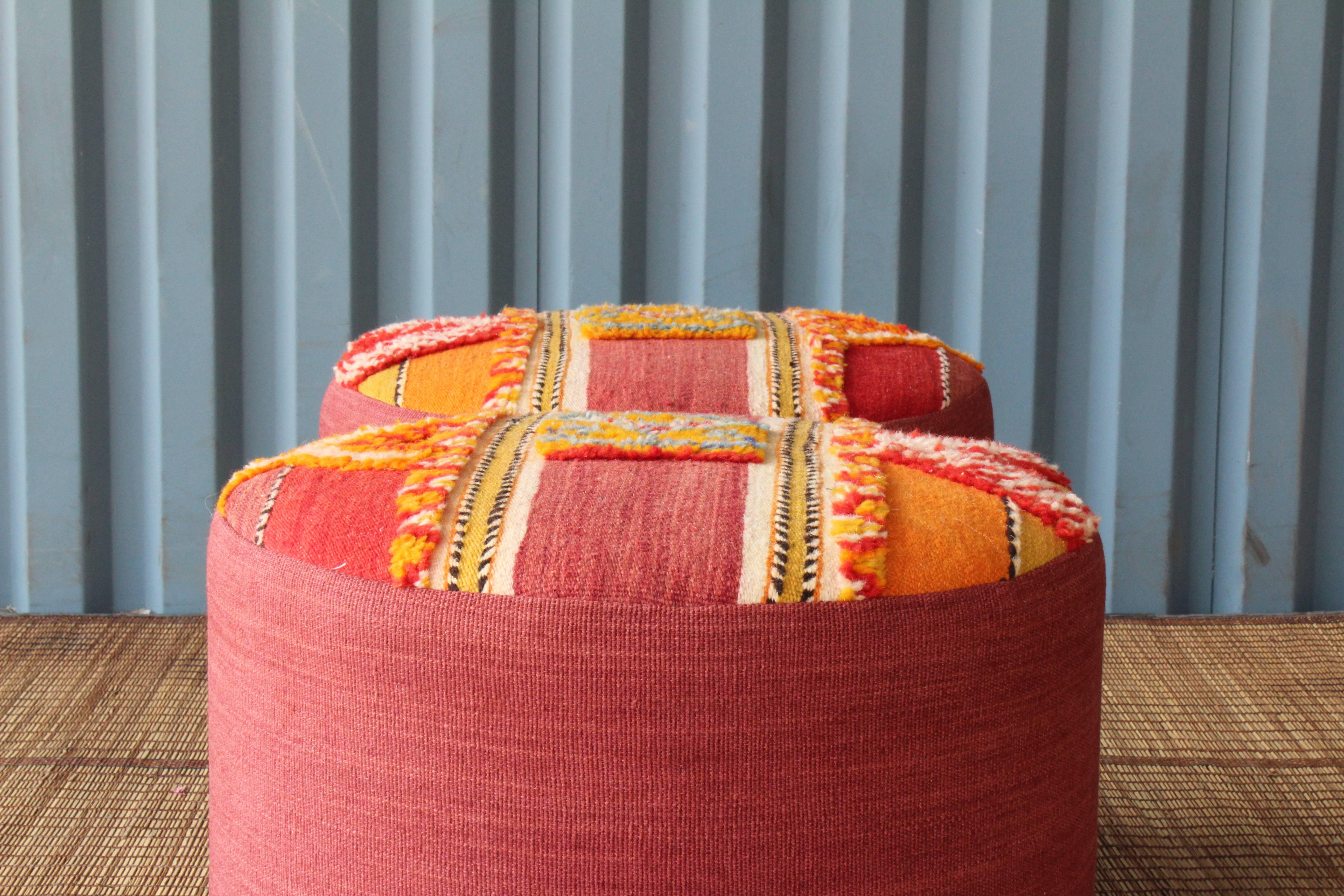 Pair of Stools with Vintage Moroccan Upholstery 2