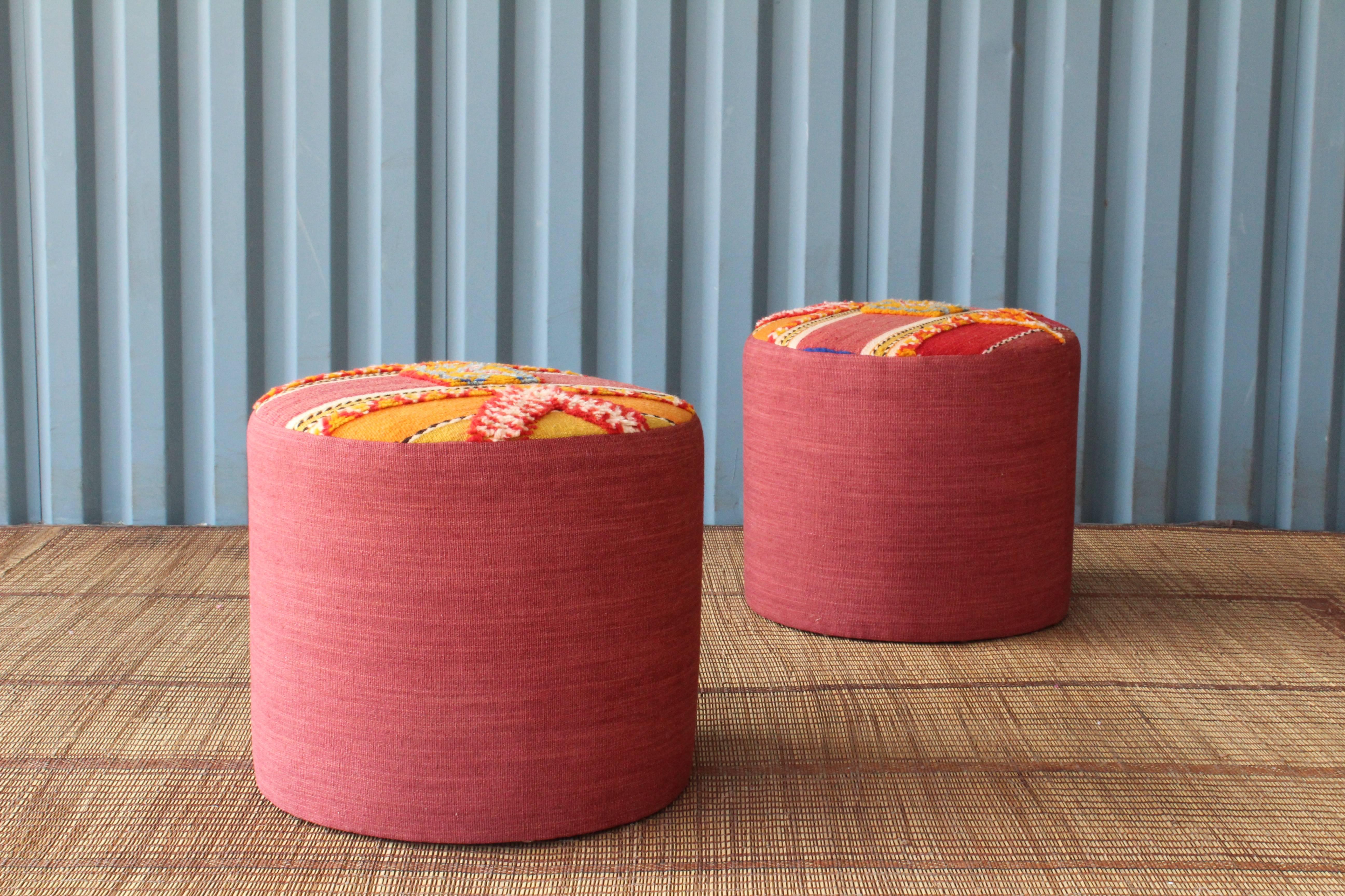 Pair of Stools with Vintage Moroccan Upholstery 3