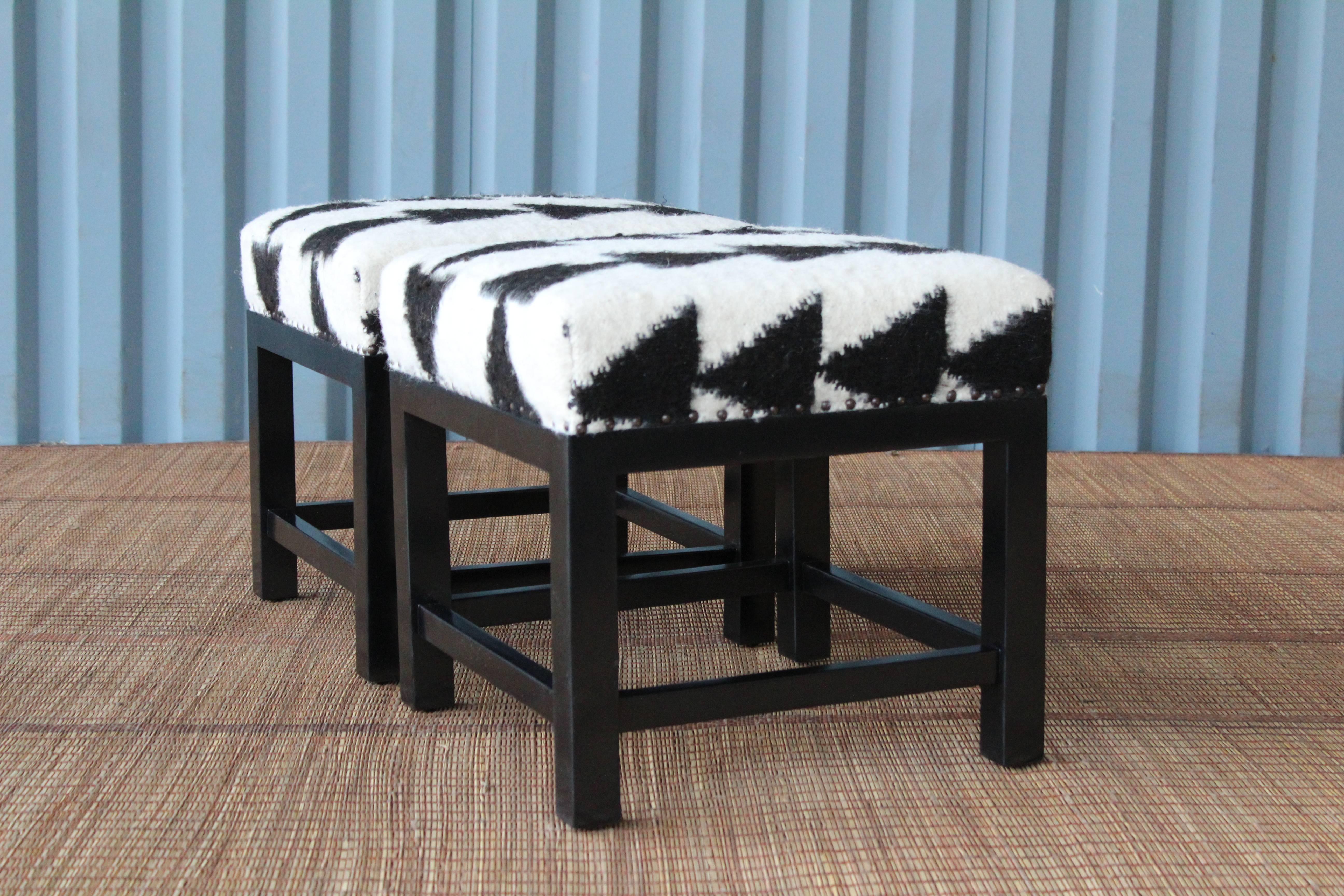 Pair of Stools with Wool Upholstery by Hollywood at Home 3