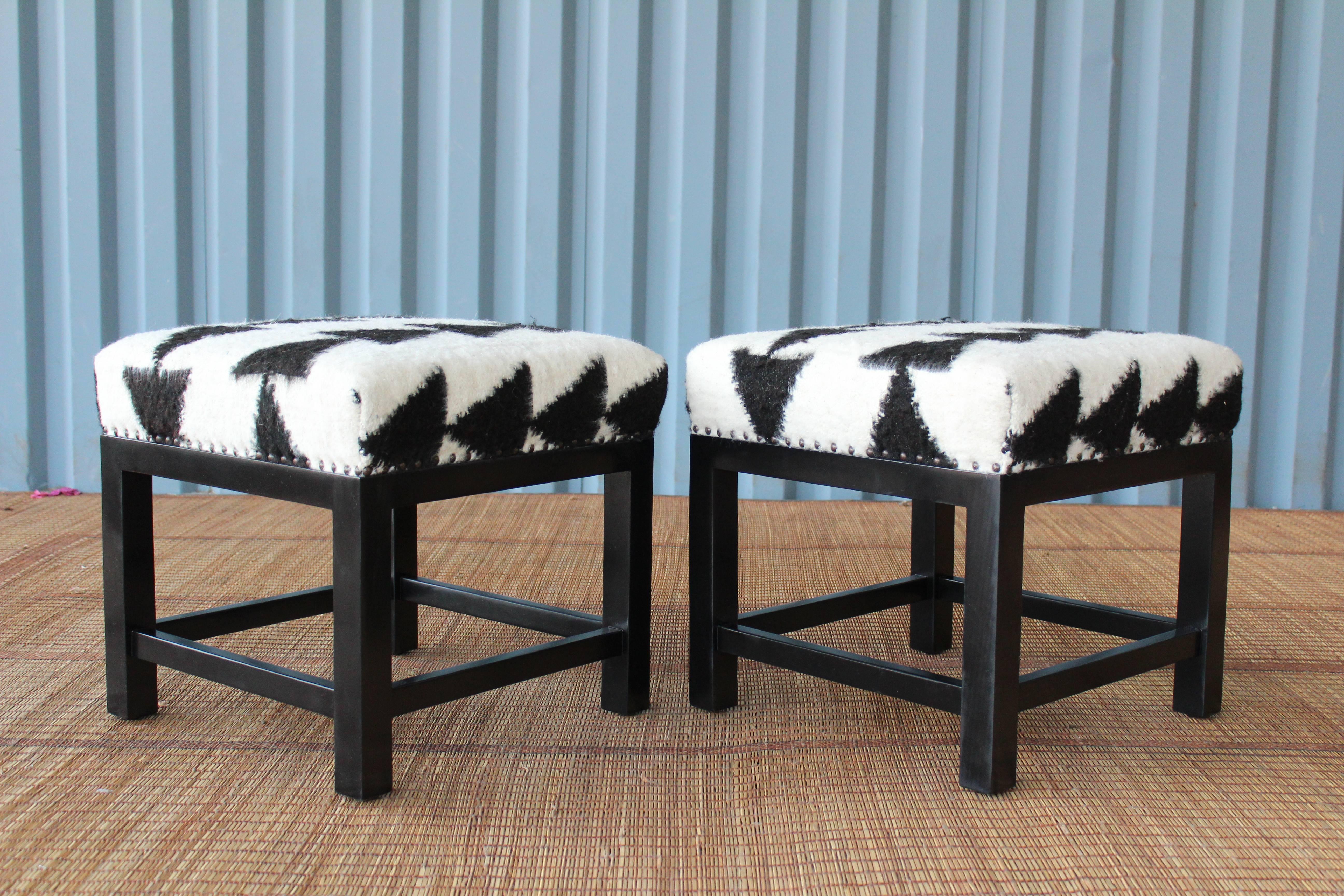 Pair of Stools with Wool Upholstery by Hollywood at Home 4