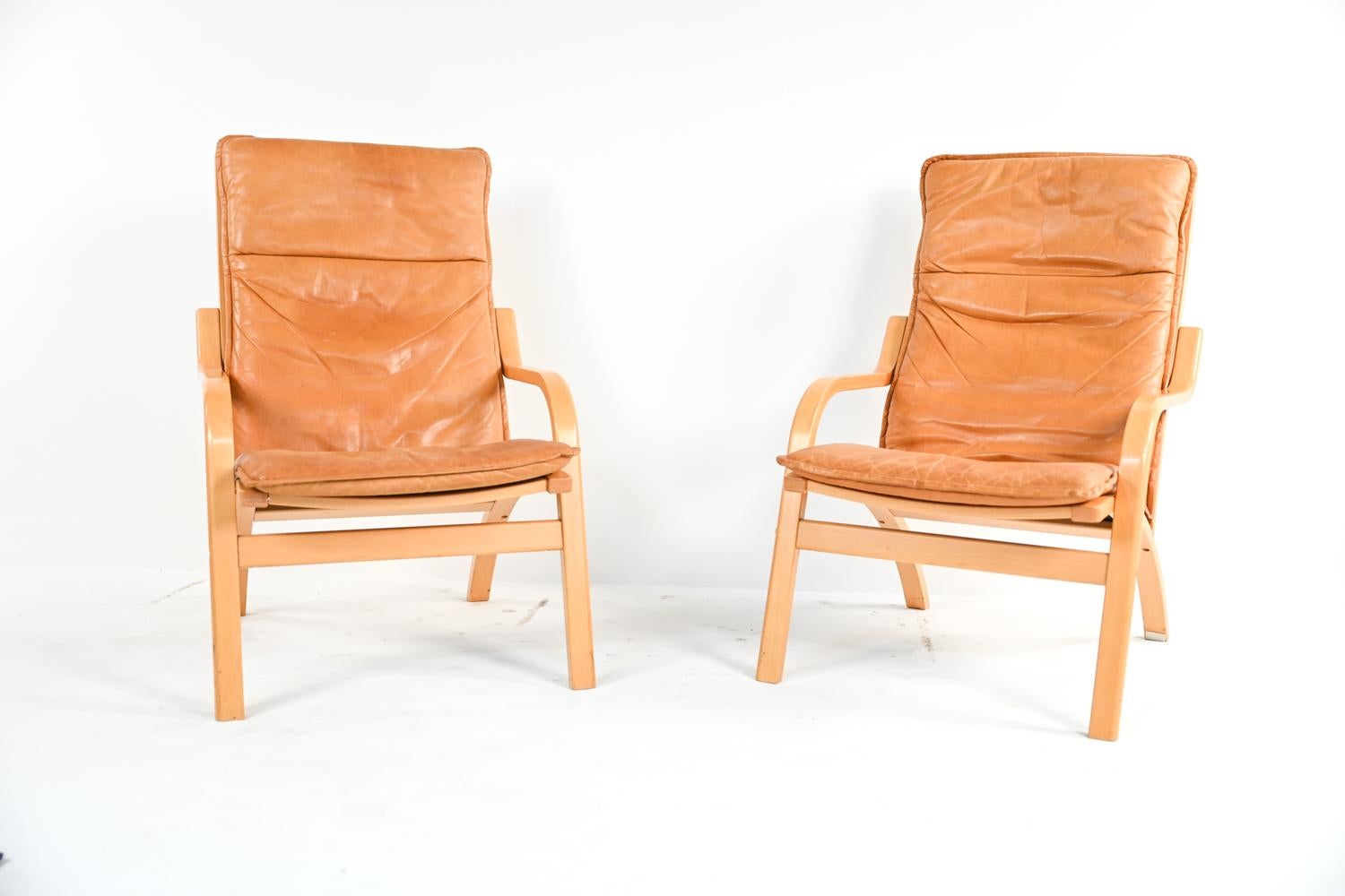 Pair of Stouby Danish Mid-Century Beech Armchairs In Good Condition In Norwalk, CT