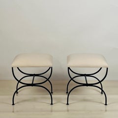 Pair of 'Strapontin' stools by Design Frères in muslin or COM