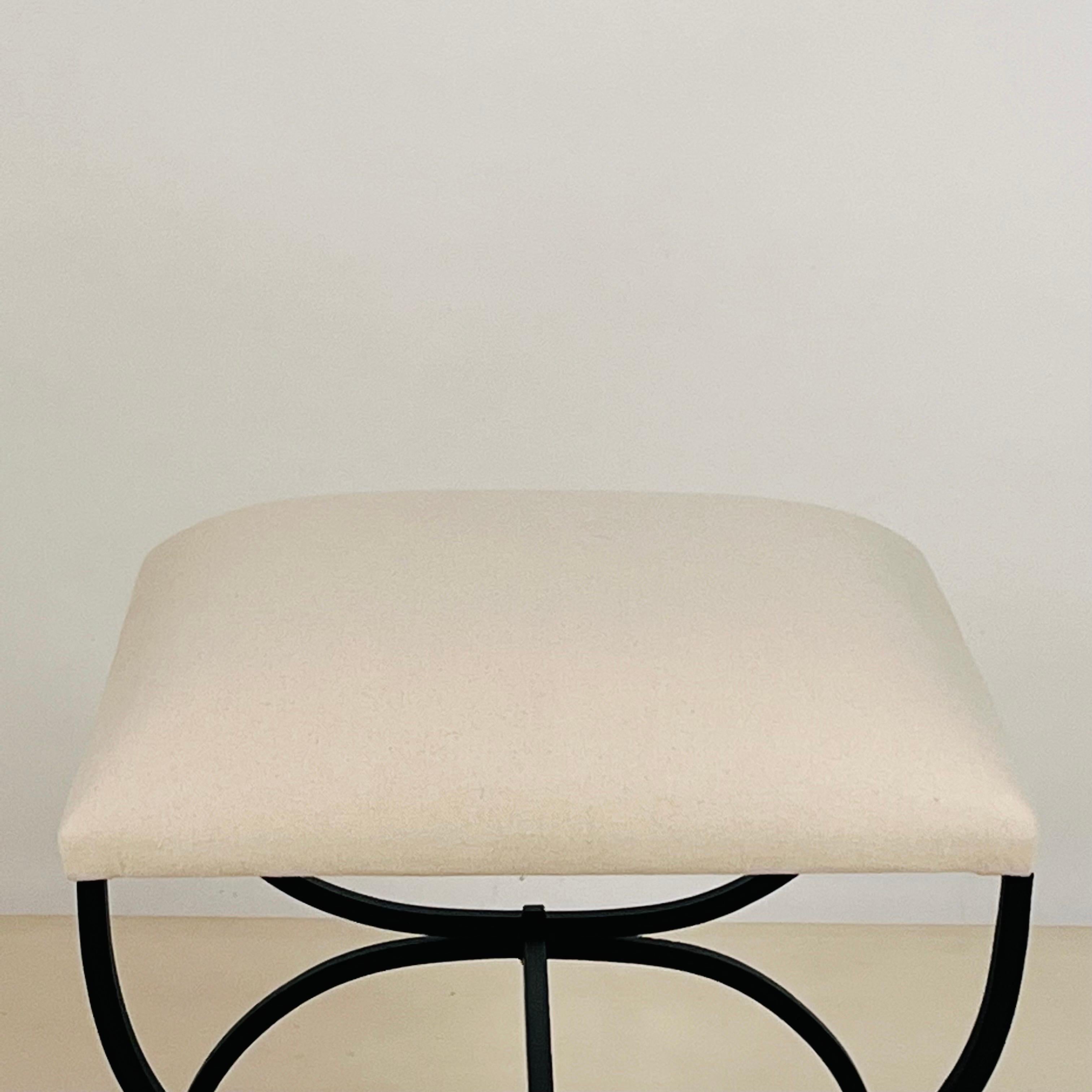 Pair of 'Strapontin' stools by Design Frères in muslin or COM In New Condition For Sale In Los Angeles, CA