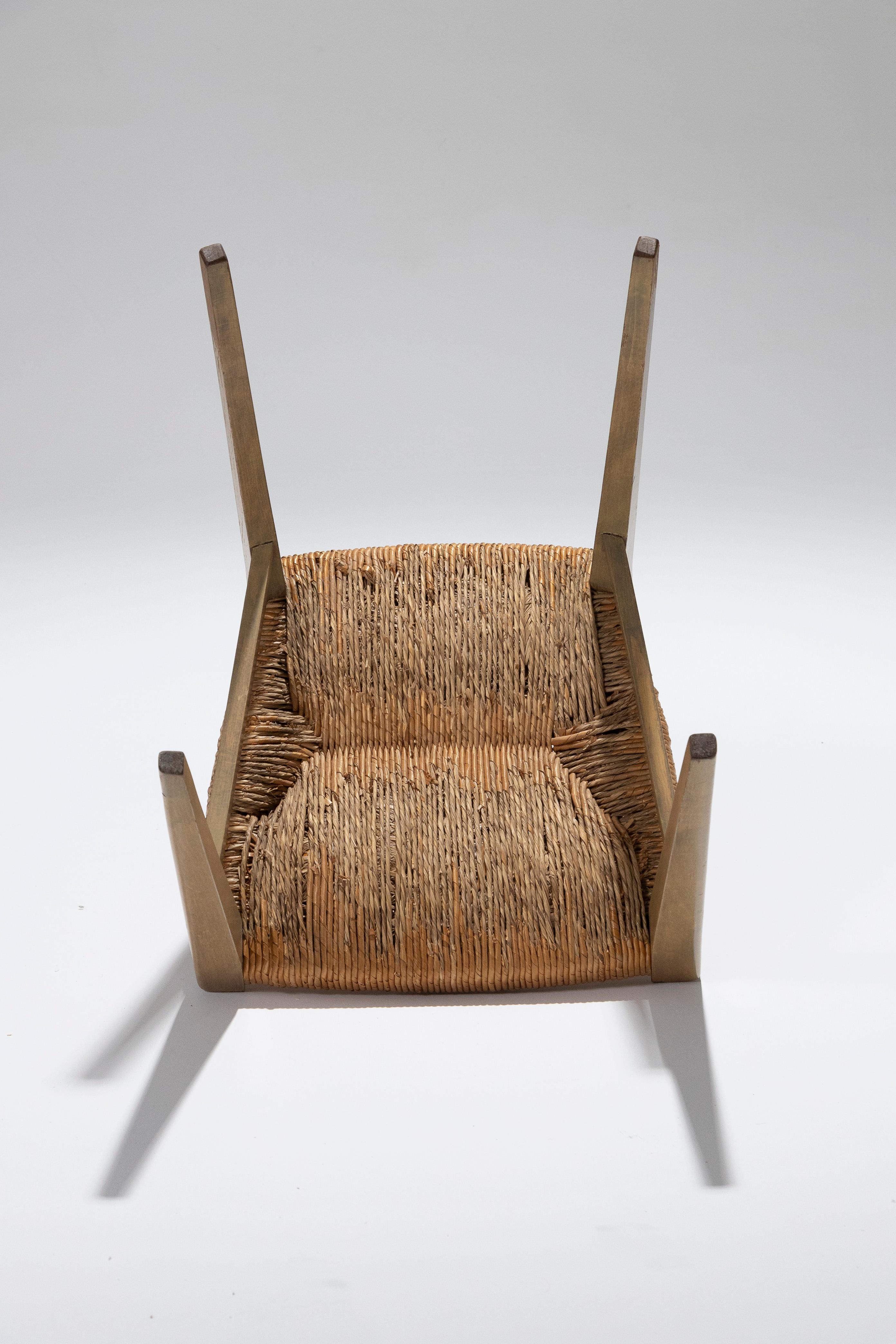 Pair of Straw Chairs by Geneviève Pons, 1950s For Sale 6