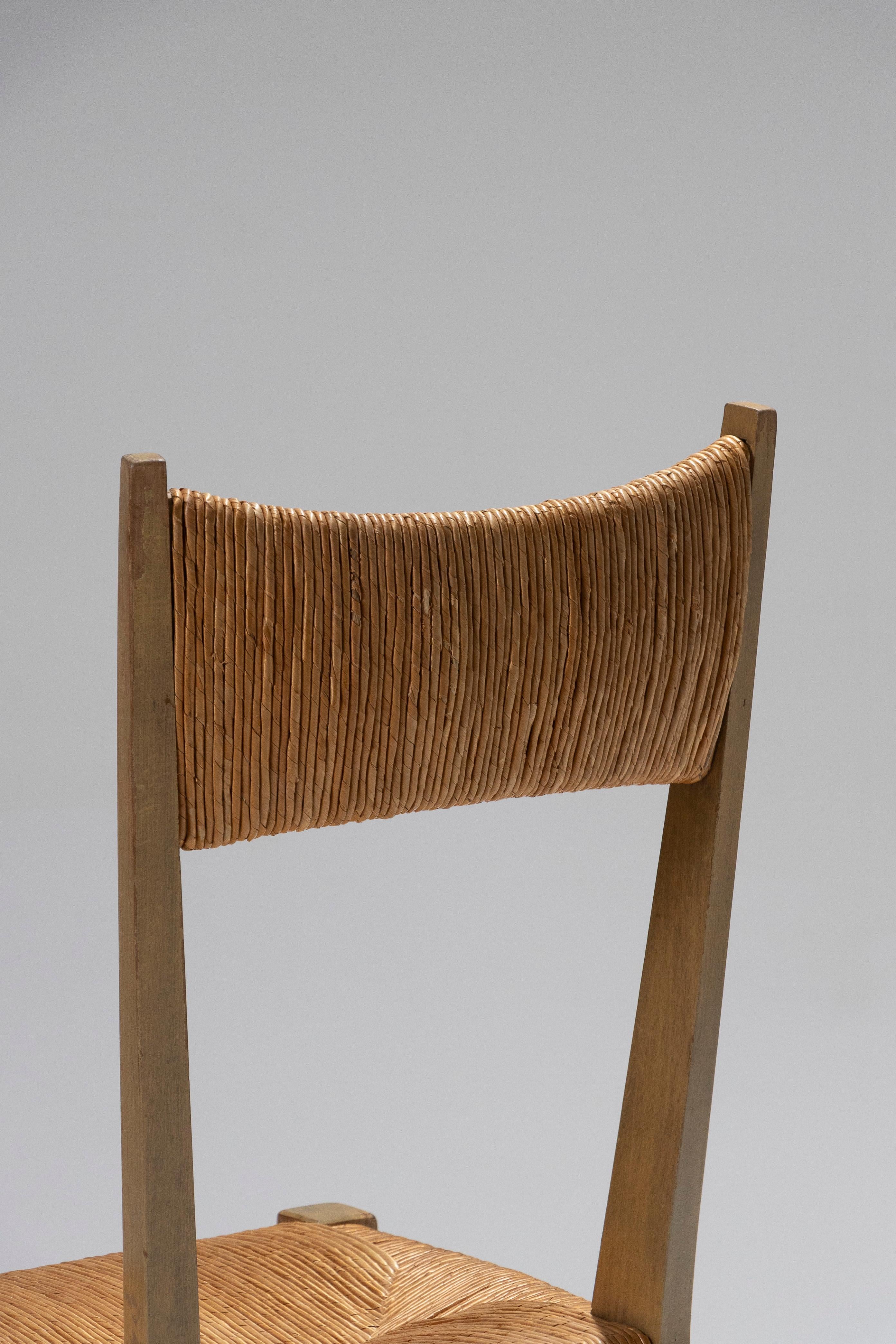 Pair of Straw Chairs by Geneviève Pons, 1950s For Sale 9