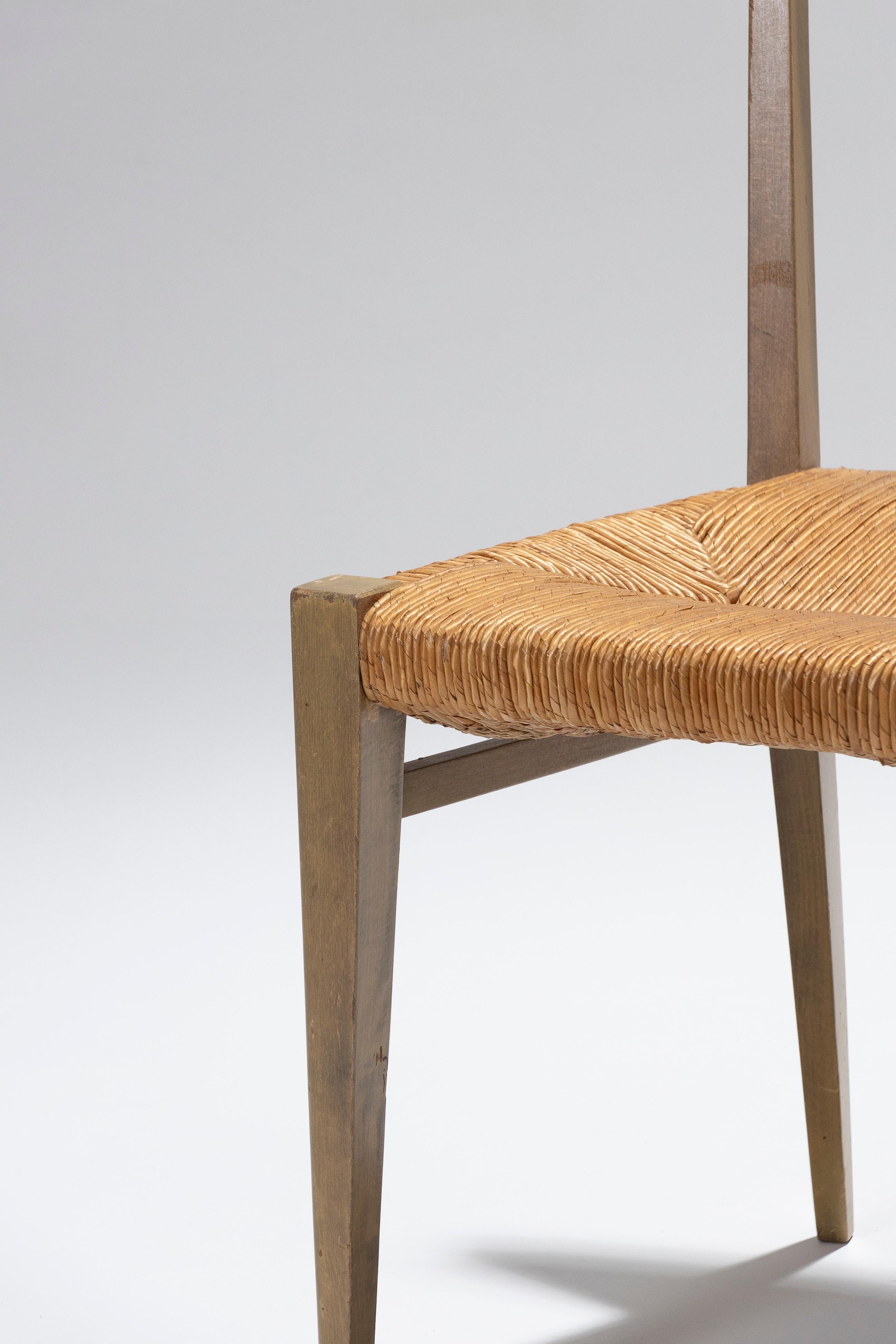 Pair of Straw Chairs by Geneviève Pons, 1950s For Sale 10