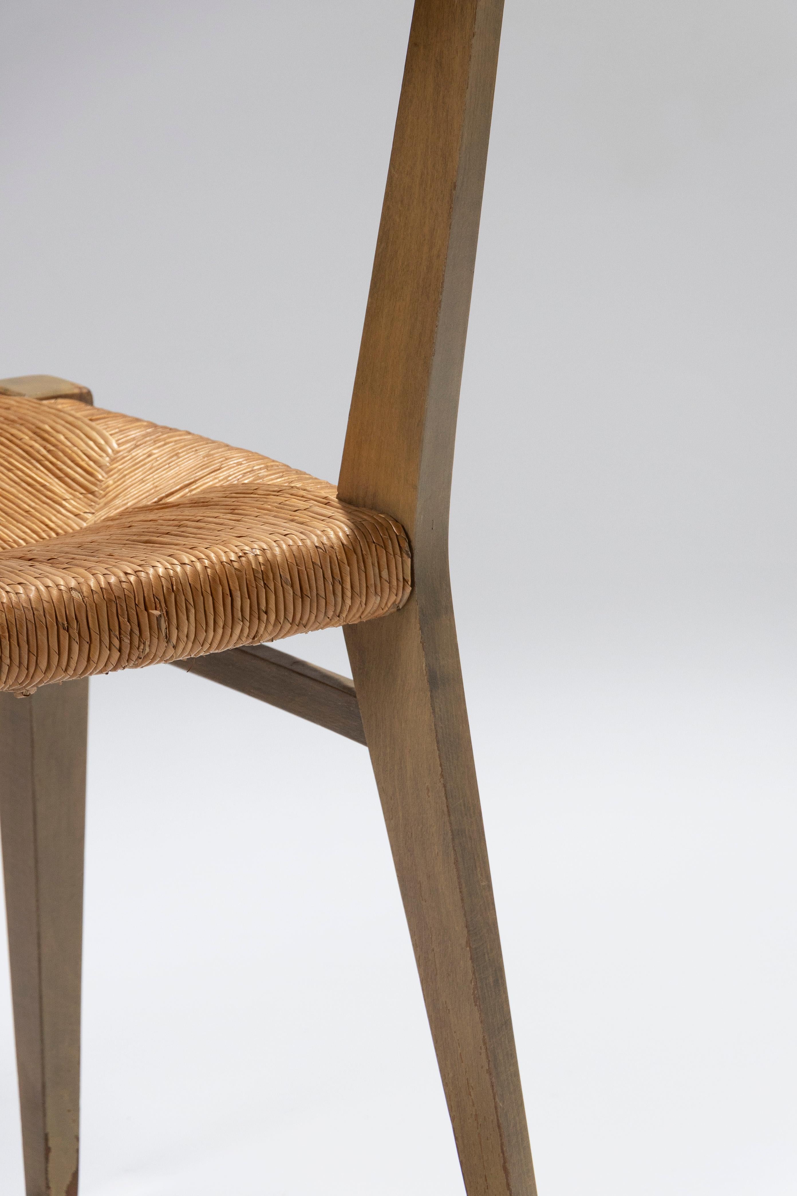 Pair of Straw Chairs by Geneviève Pons, 1950s For Sale 12