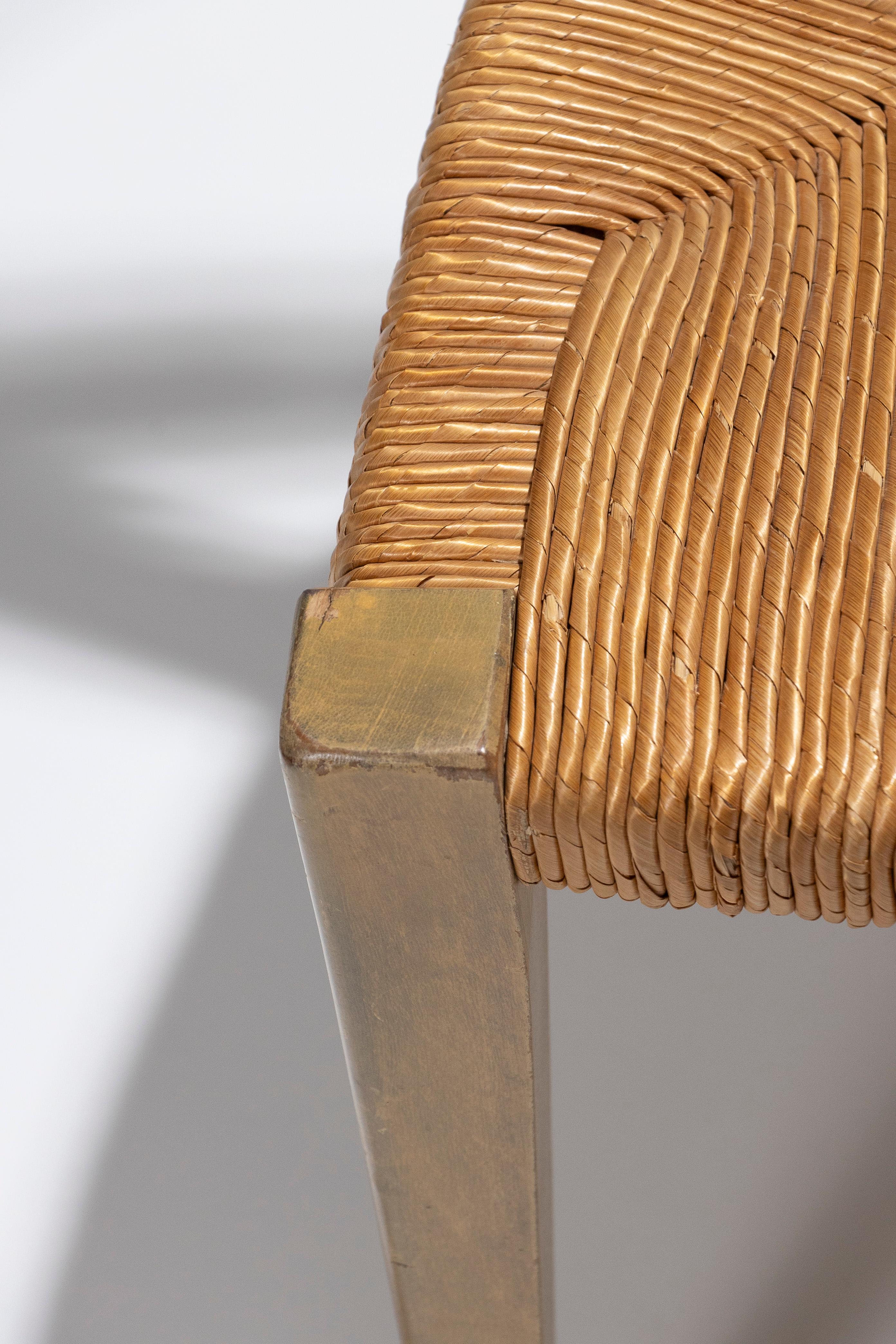 Pair of Straw Chairs by Geneviève Pons, 1950s For Sale 13