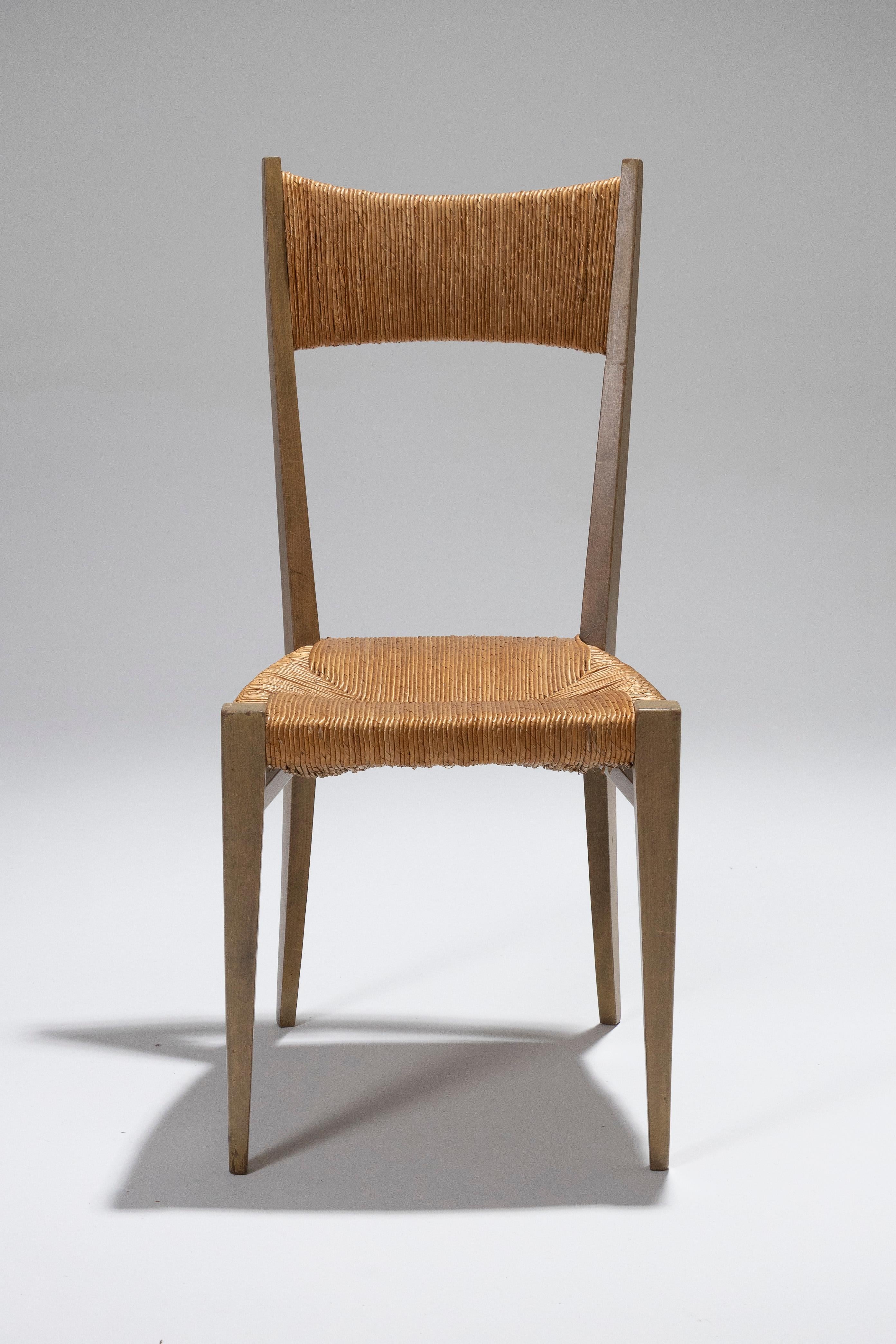 20th Century Pair of Straw Chairs by Geneviève Pons, 1950s For Sale
