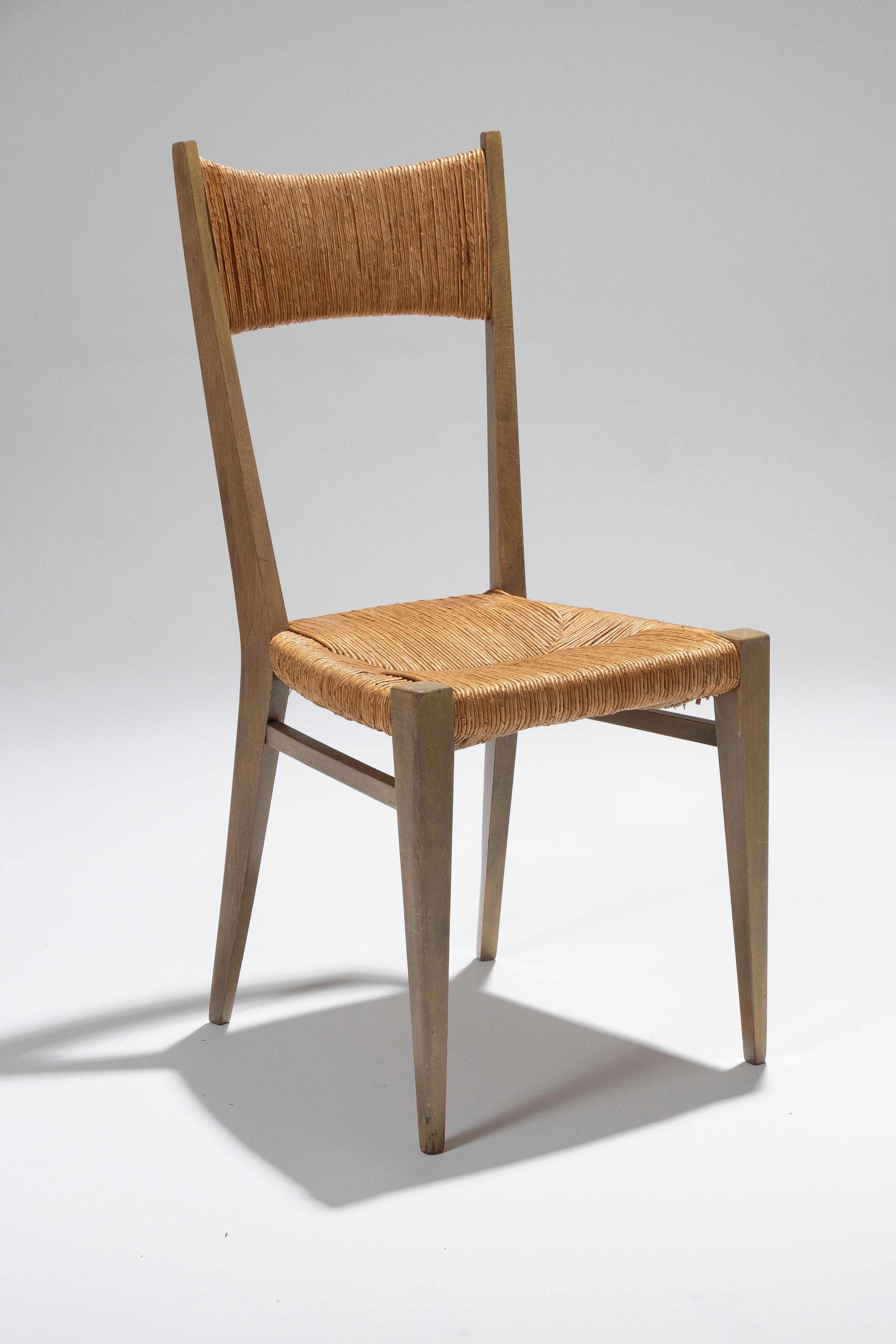 Pair of Straw Chairs by Geneviève Pons, 1950s For Sale 1