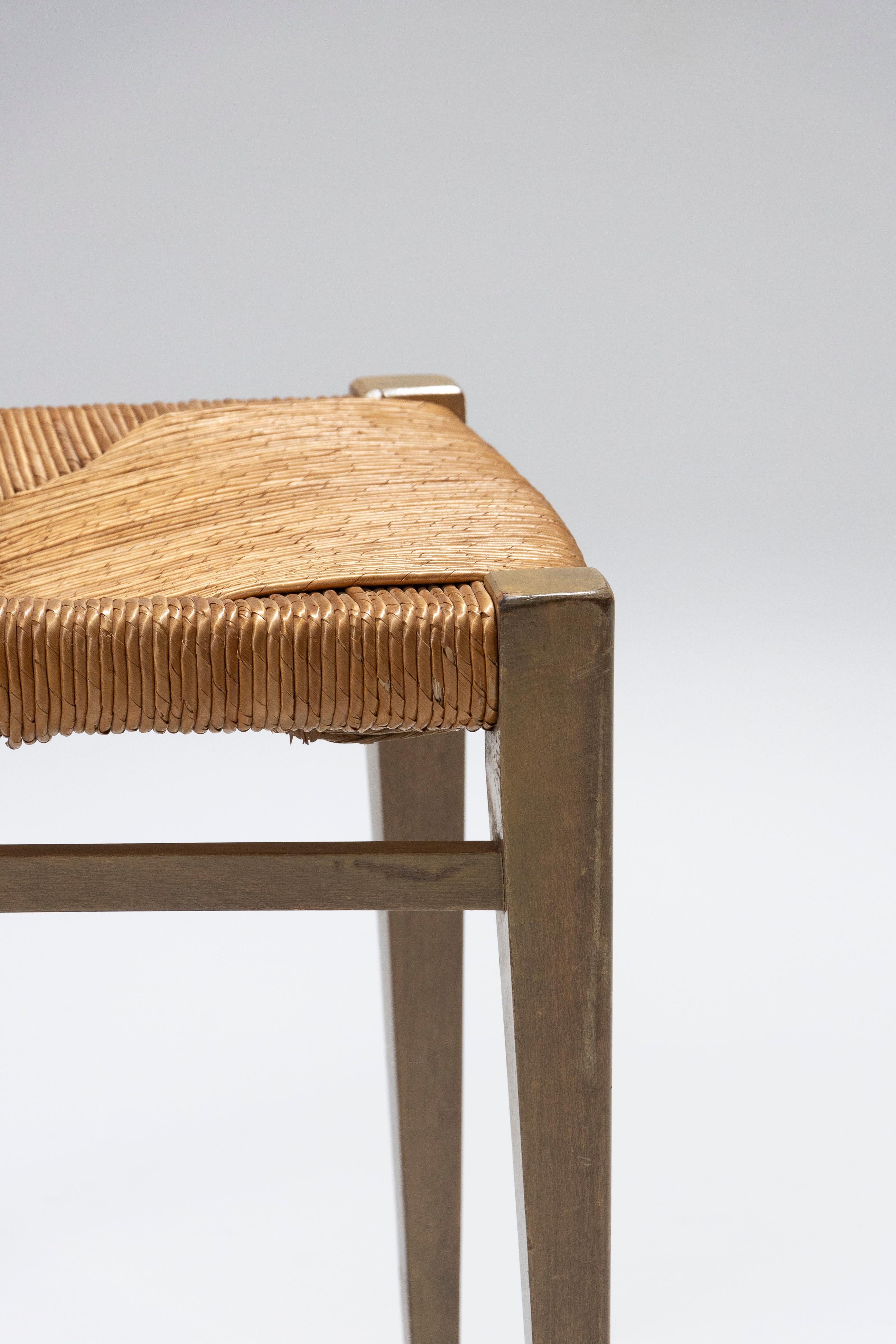 Pareja de sillas de paja de Geneviève Pons, años 50 en venta 2