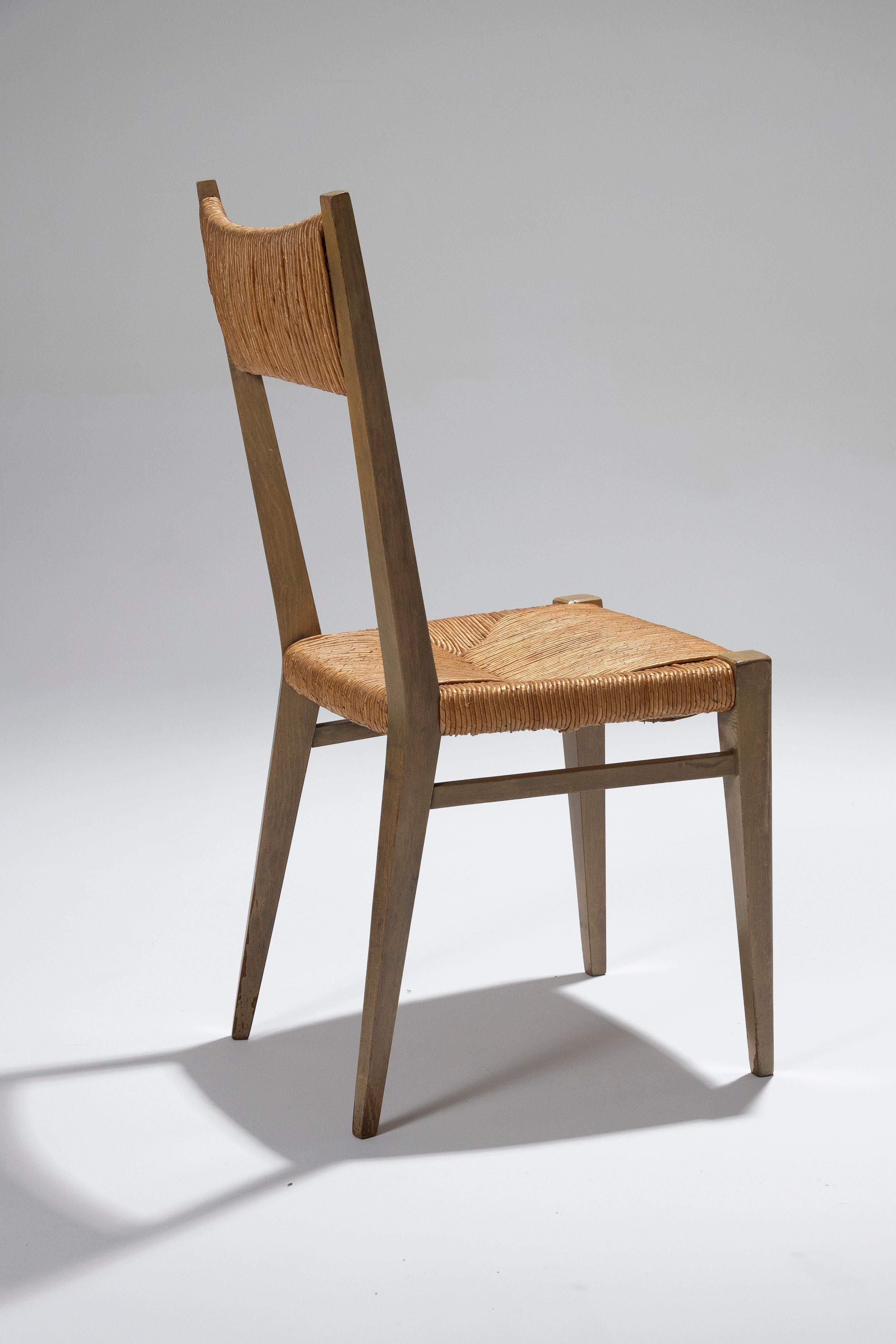 Pair of Straw Chairs by Geneviève Pons, 1950s For Sale 4