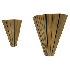 Pair of Straw Marquetry Sconces, France