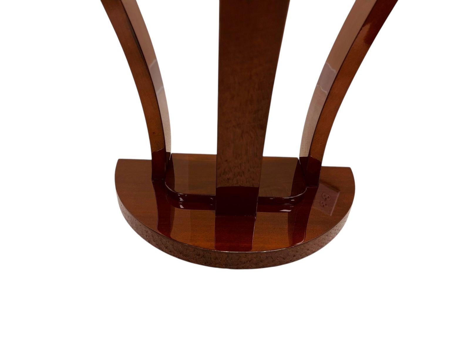 Walnut Pair Of Streamline Art Deco Half Circle Console Tables American C.1930 For Sale