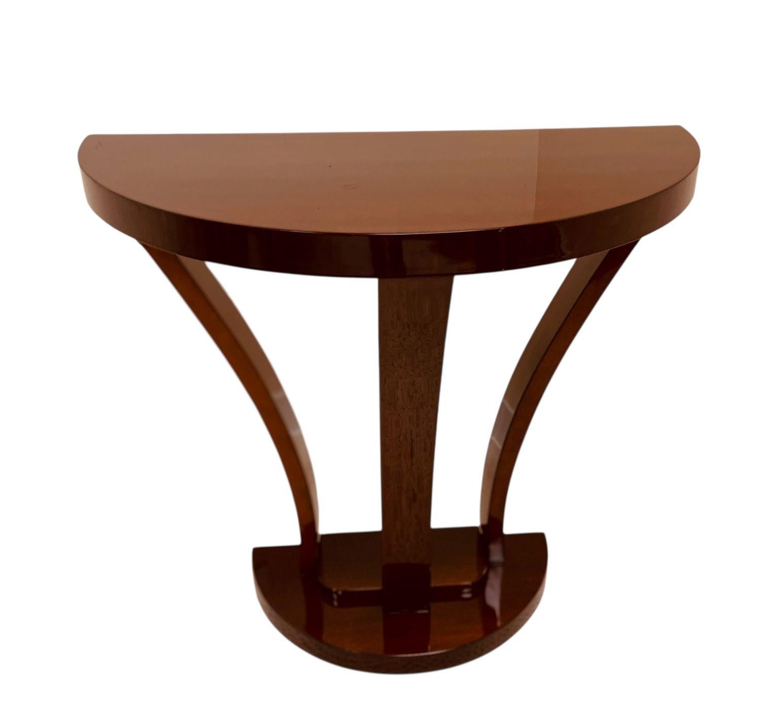 Pair Of Streamline Art Deco Half Circle Console Tables American C.1930 For Sale 2