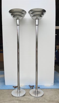 Pair of Streamline Art Deco Torcheres by Rembrandt Lamp Co.