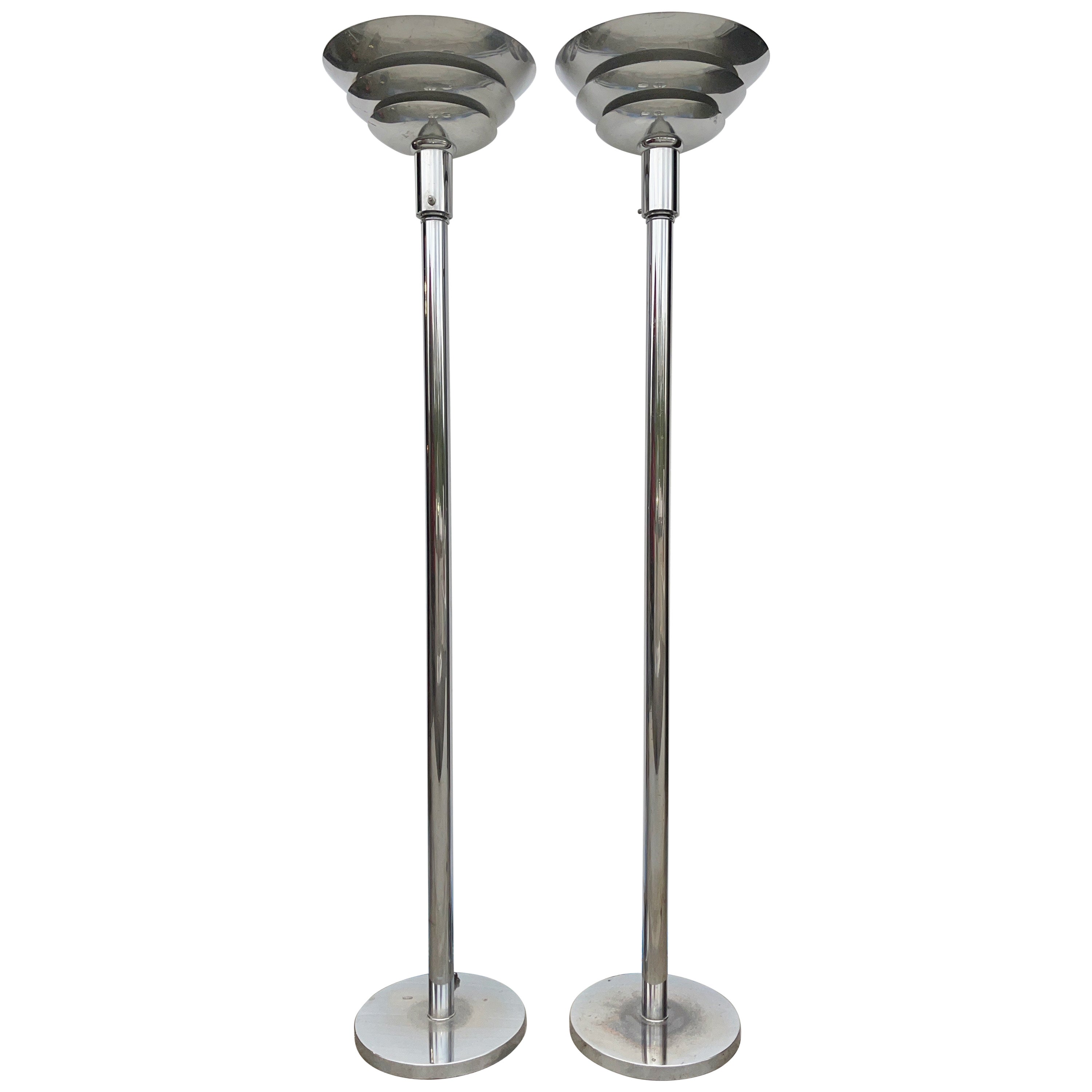 Paire de torchères Art Déco profilées par Rembrandt Lamp Co.