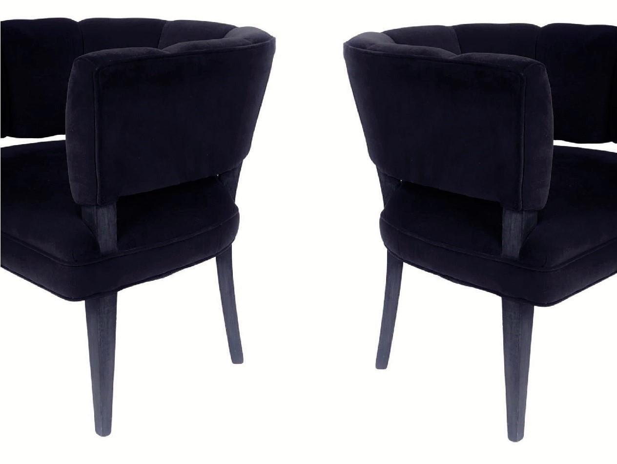 Pair of Streamlined Channel Tufted Barrel Chairs For Sale 2