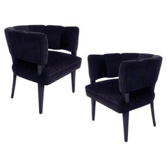 Pair of Streamlined Channel Tufted Barrel Chairs