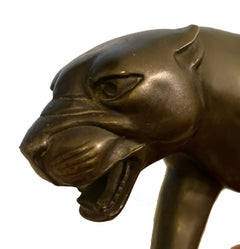 Art Deco Bronze Sculpture of Pair of Striding Panthers, France, 1925