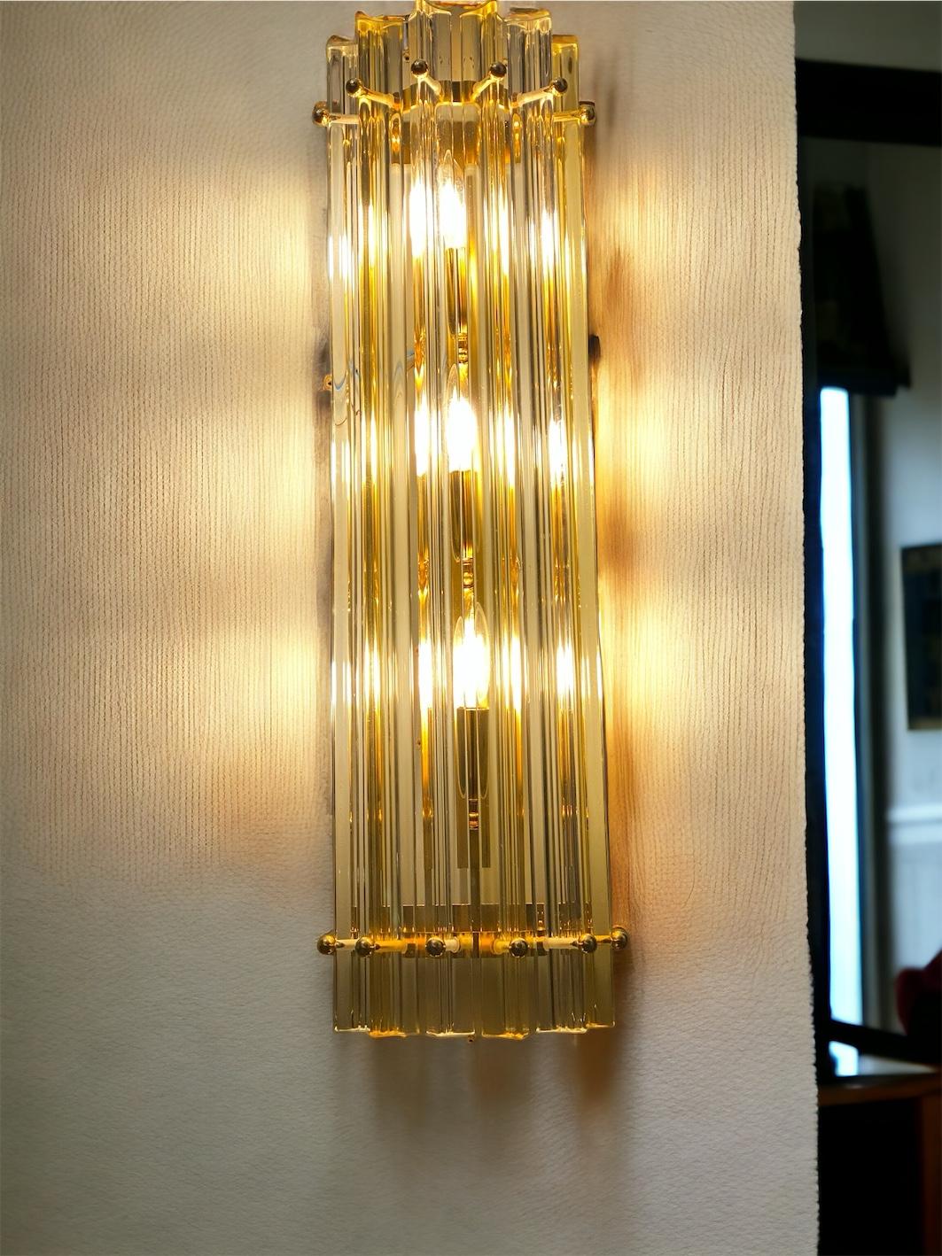 Modern Pair of Striking Contemporary Crystal Prism Wall Sconces  For Sale