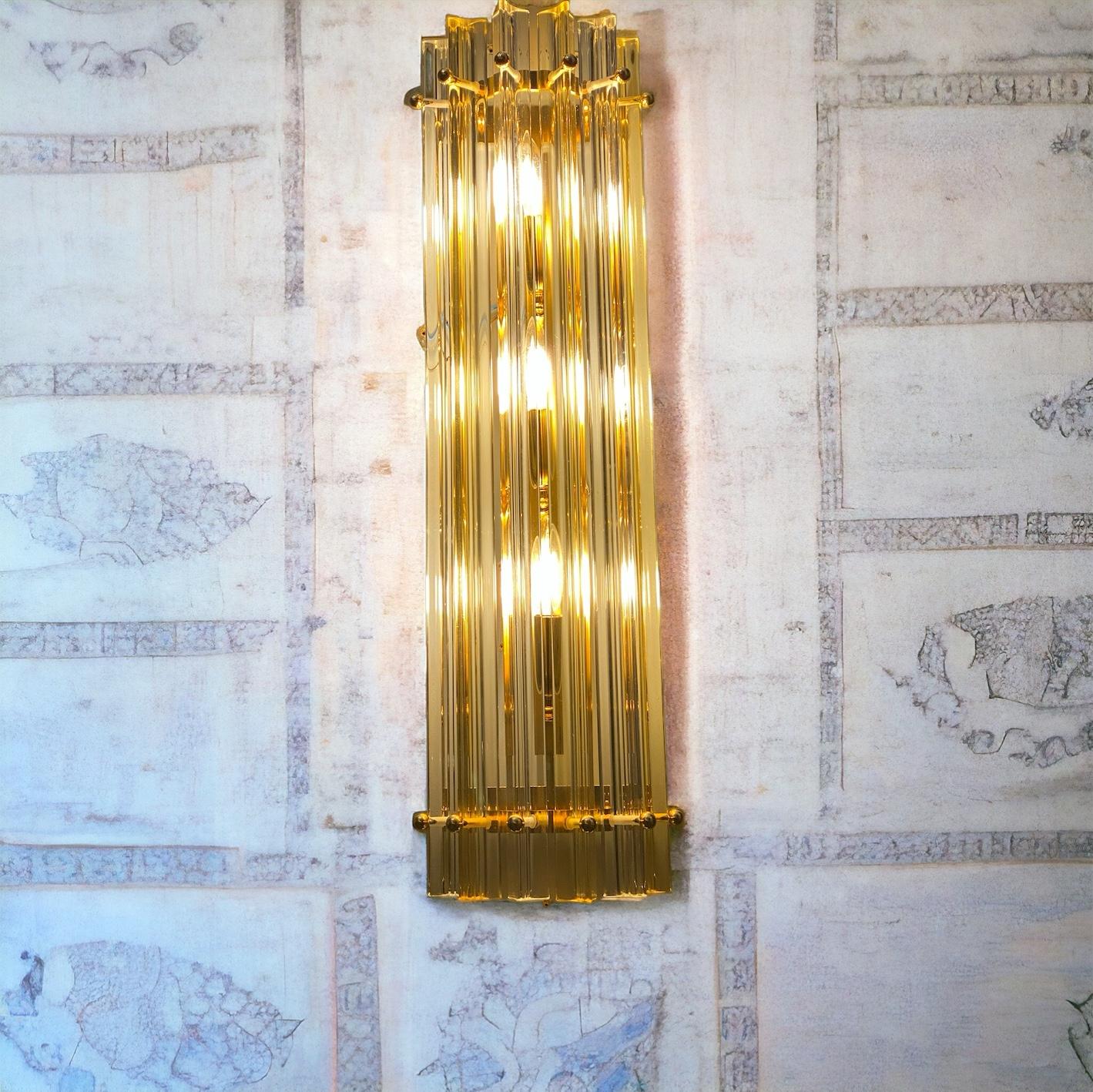Pair of Striking Contemporary Crystal Prism Wall Sconces  For Sale 1