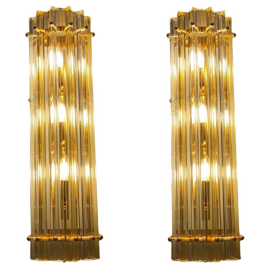 Ein Paar auffällige Contemporary Crystal Prism Wandleuchter