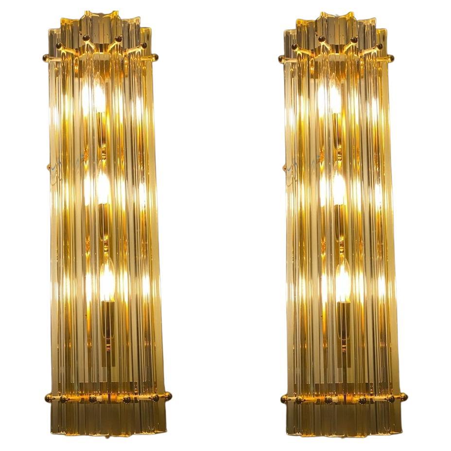 Pair of Striking Contemporary Crystal Prism Wall Sconces  For Sale