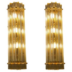 Pair of Striking Contemporary Crystal Prism Wall Sconces