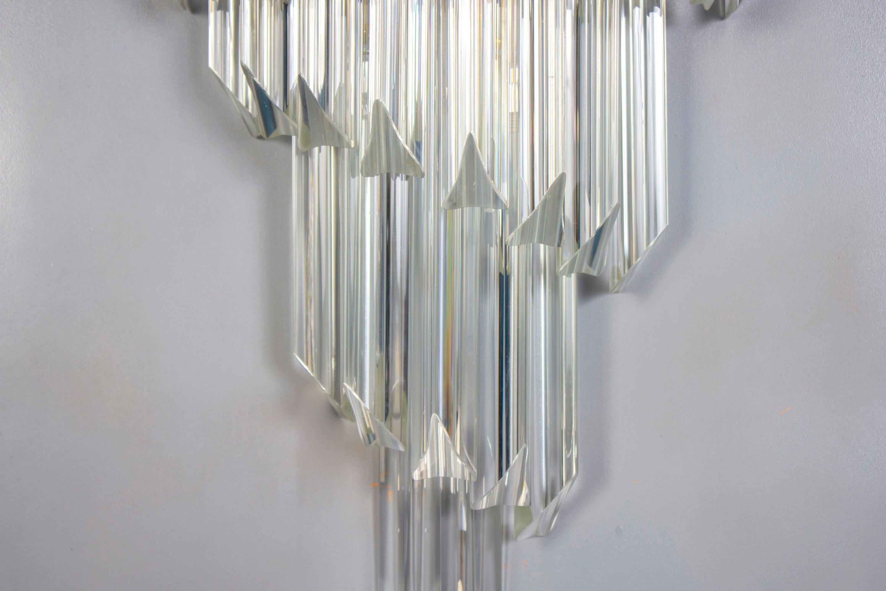 Pair of Striking Crystal Prism Wall Sconces, 1980  For Sale 3