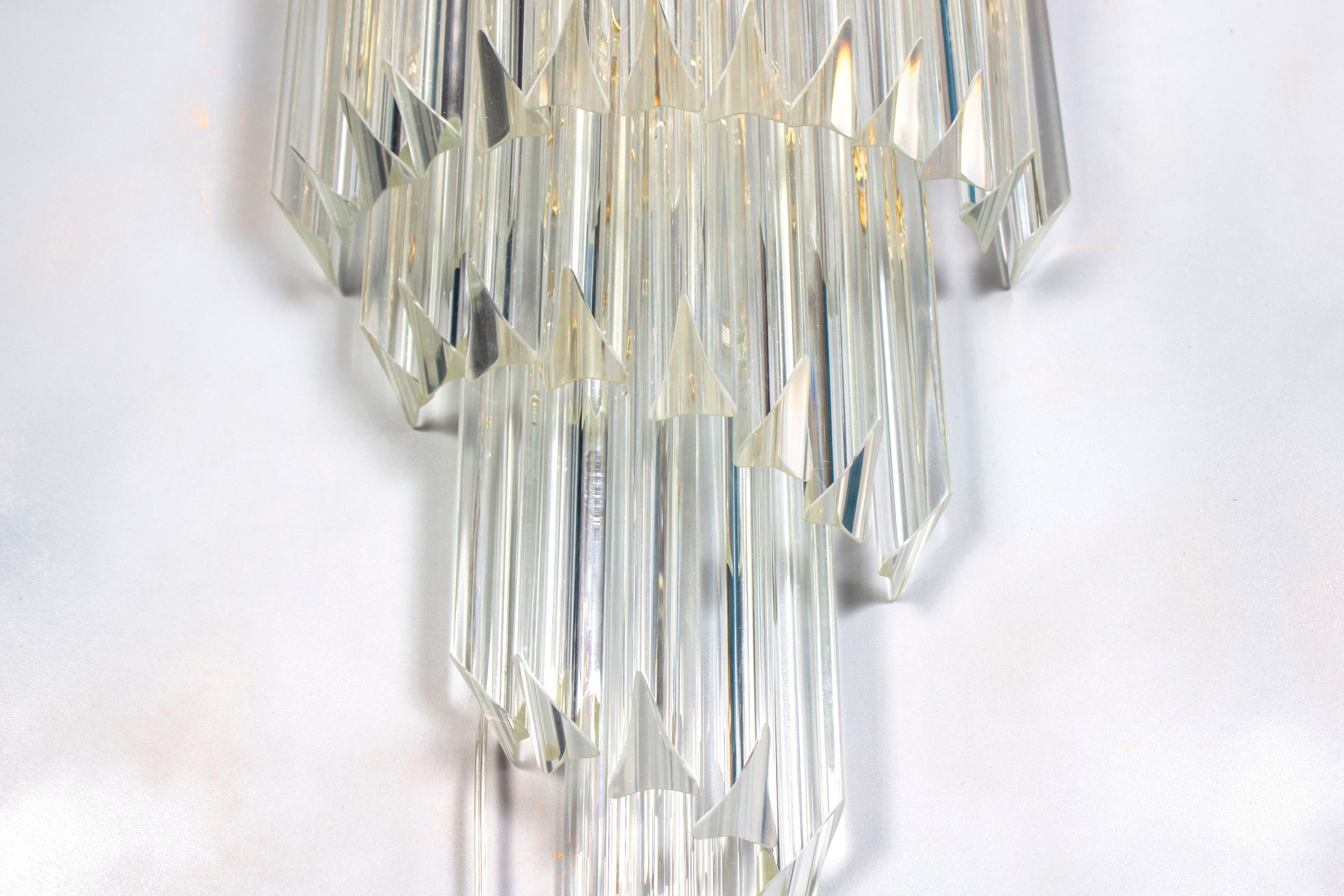 Pair of Striking Crystal Prism Wall Sconces, 1980  For Sale 4