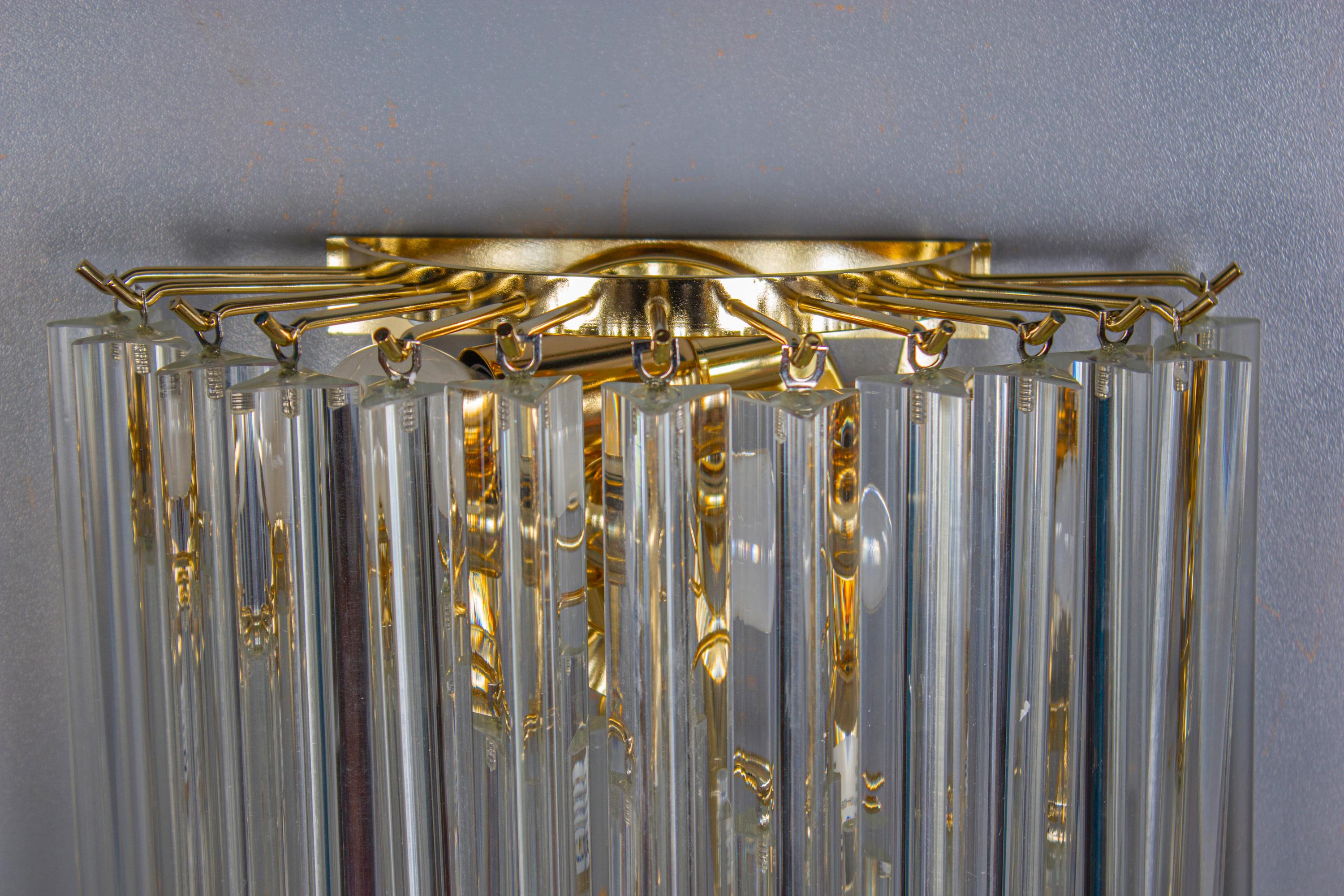 Pair of Striking Crystal Prism Wall Sconces, 1980  For Sale 1