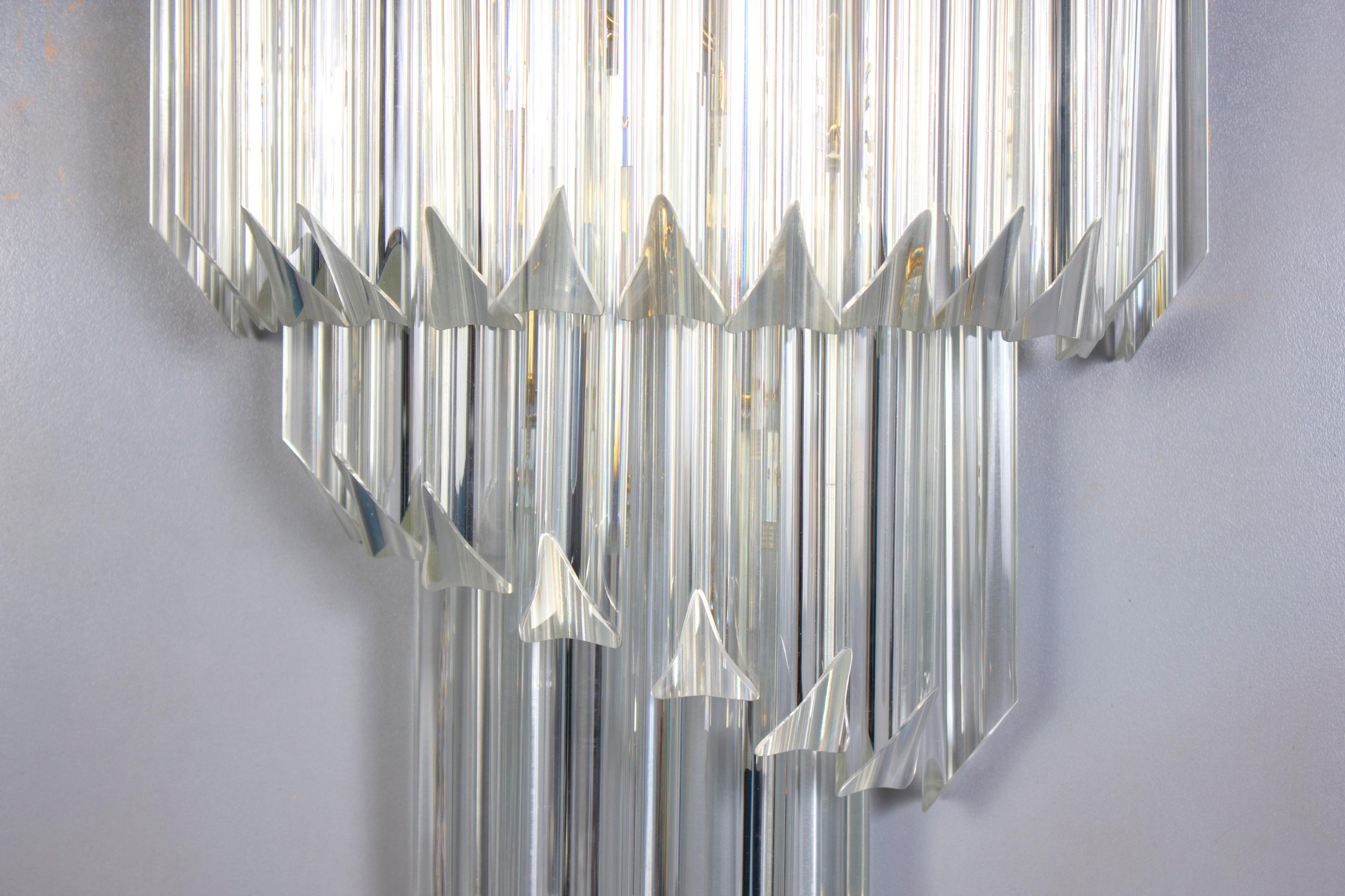 Pair of Striking Crystal Prism Wall Sconces, 1980  For Sale 2