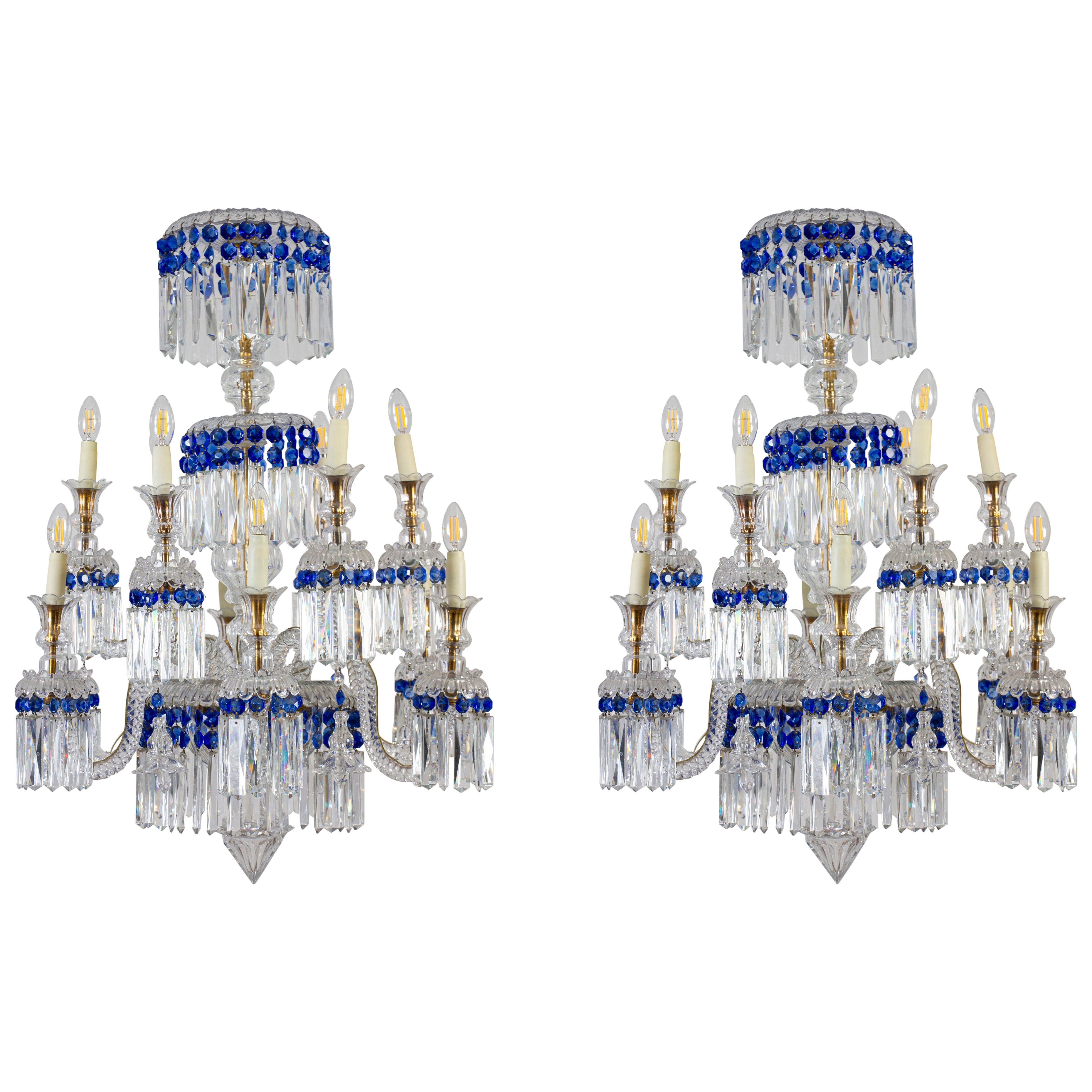 Pair of Striking French Crystal Chandelier 1940
