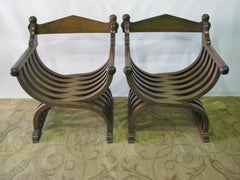 Pair of Striking, Generously Scaled 1960s Walnut Savonarola Chairs