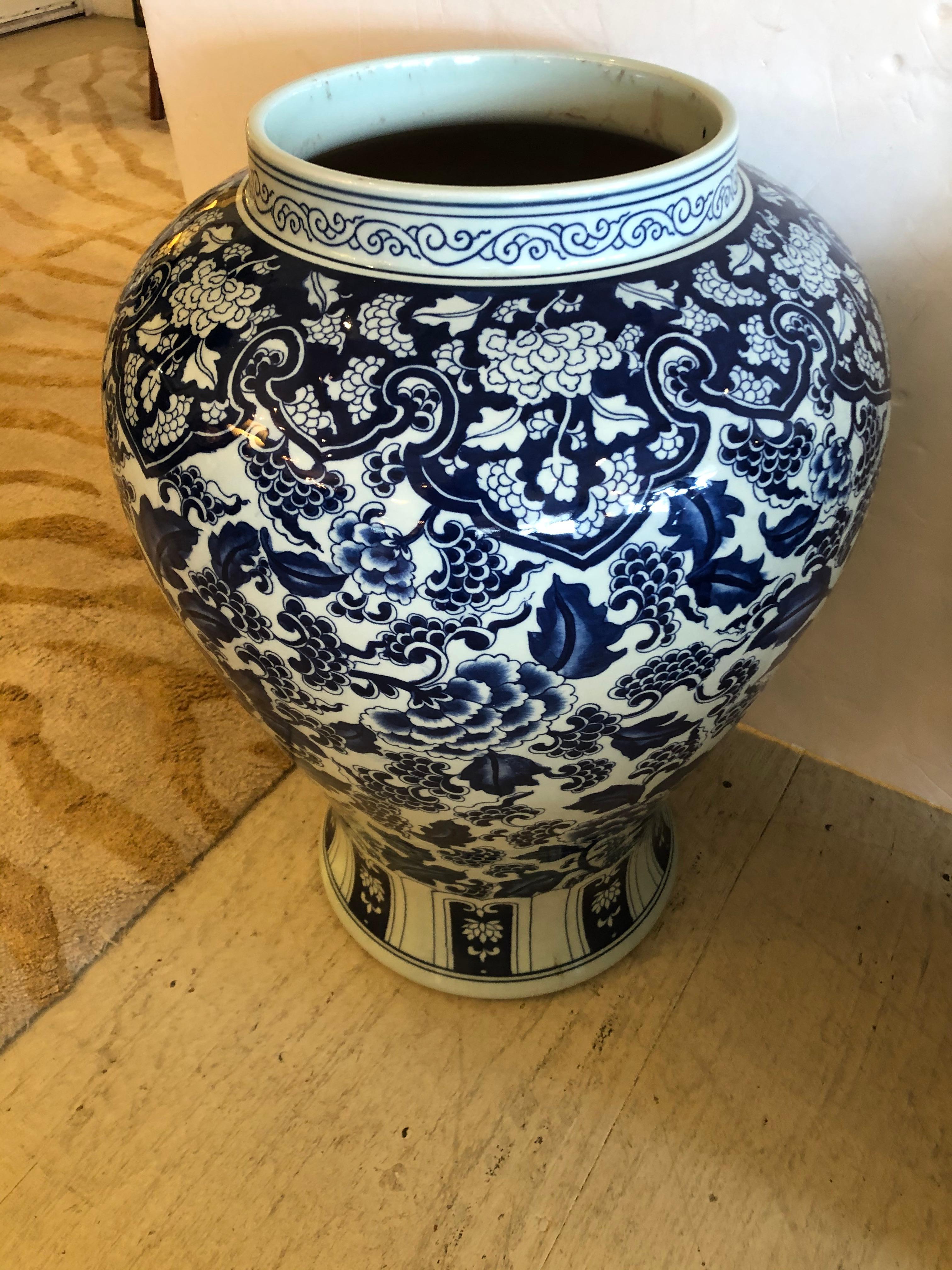 Pair of Striking Large Blue and White Chinese Vases Temple Jars 2