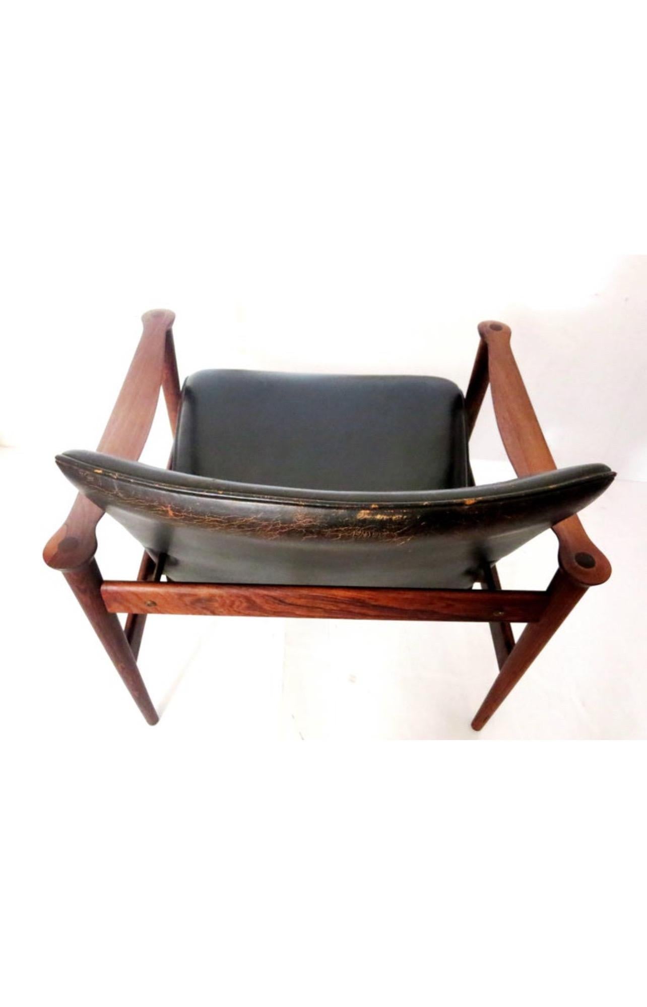 Pair of Striking Lounge Club Chairs by Fredrik Kayser in Rosewood Model 711 1