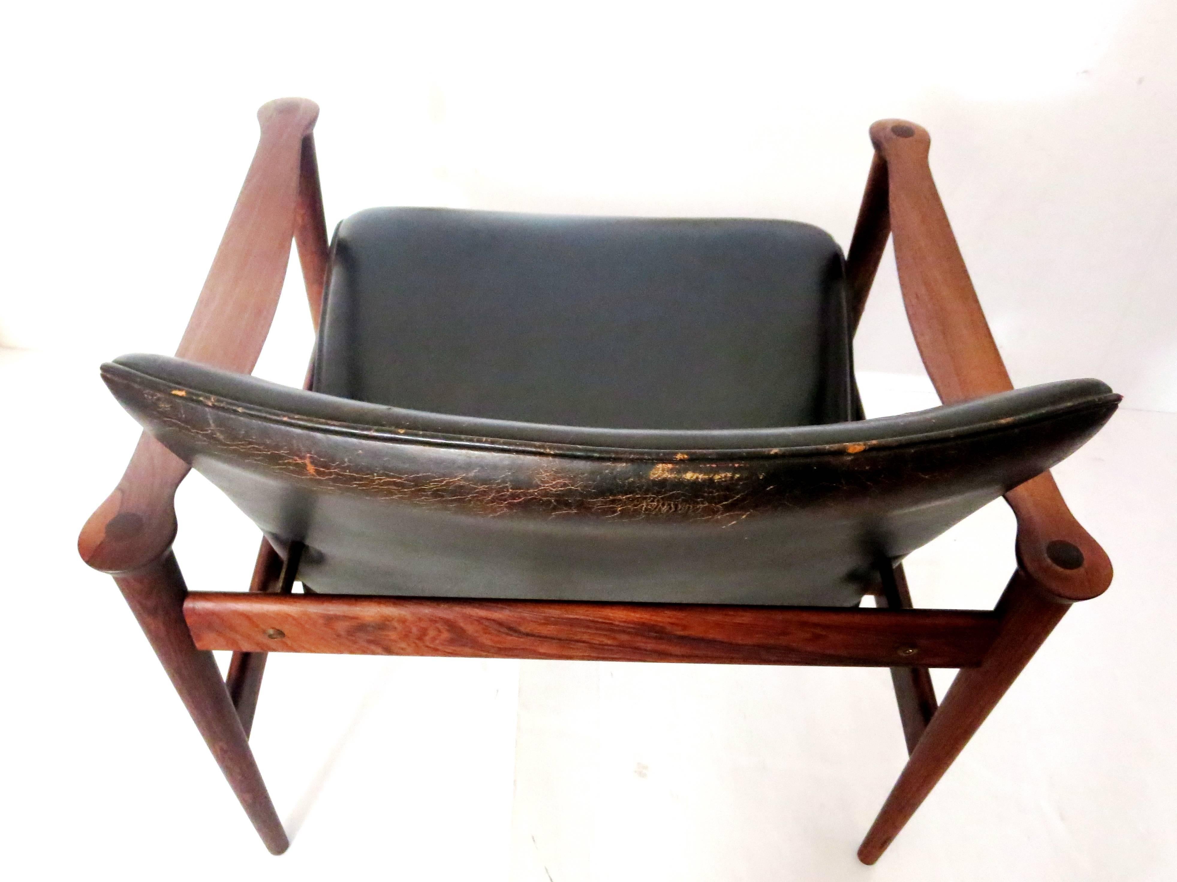 Pair of Striking Lounge Club Chairs by Fredrik Kayser in Rosewood Model 711 1