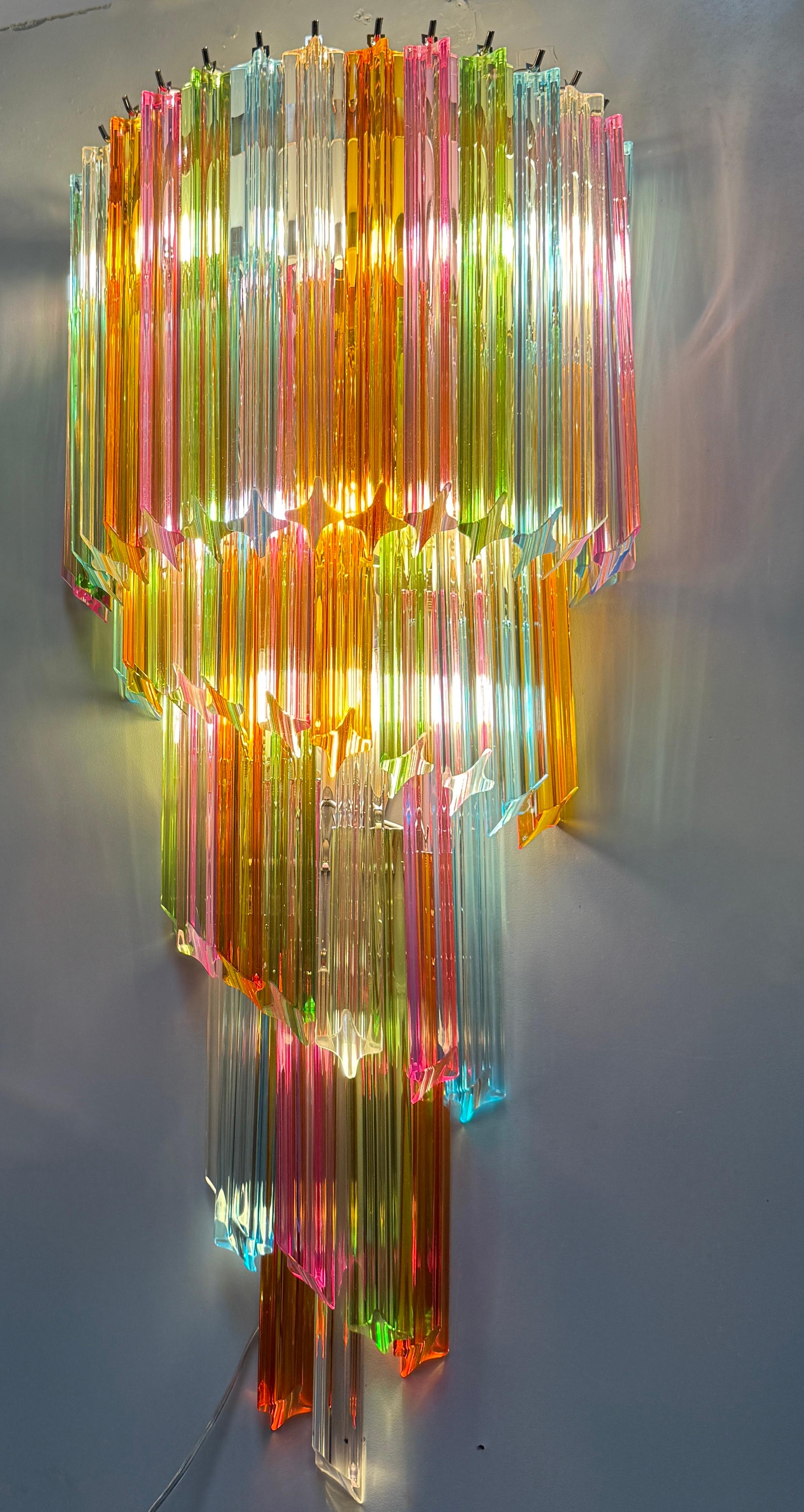 Pair of Striking Multicolor Contemporary Crystal Prism Wall Sconces Vortigo For Sale 4