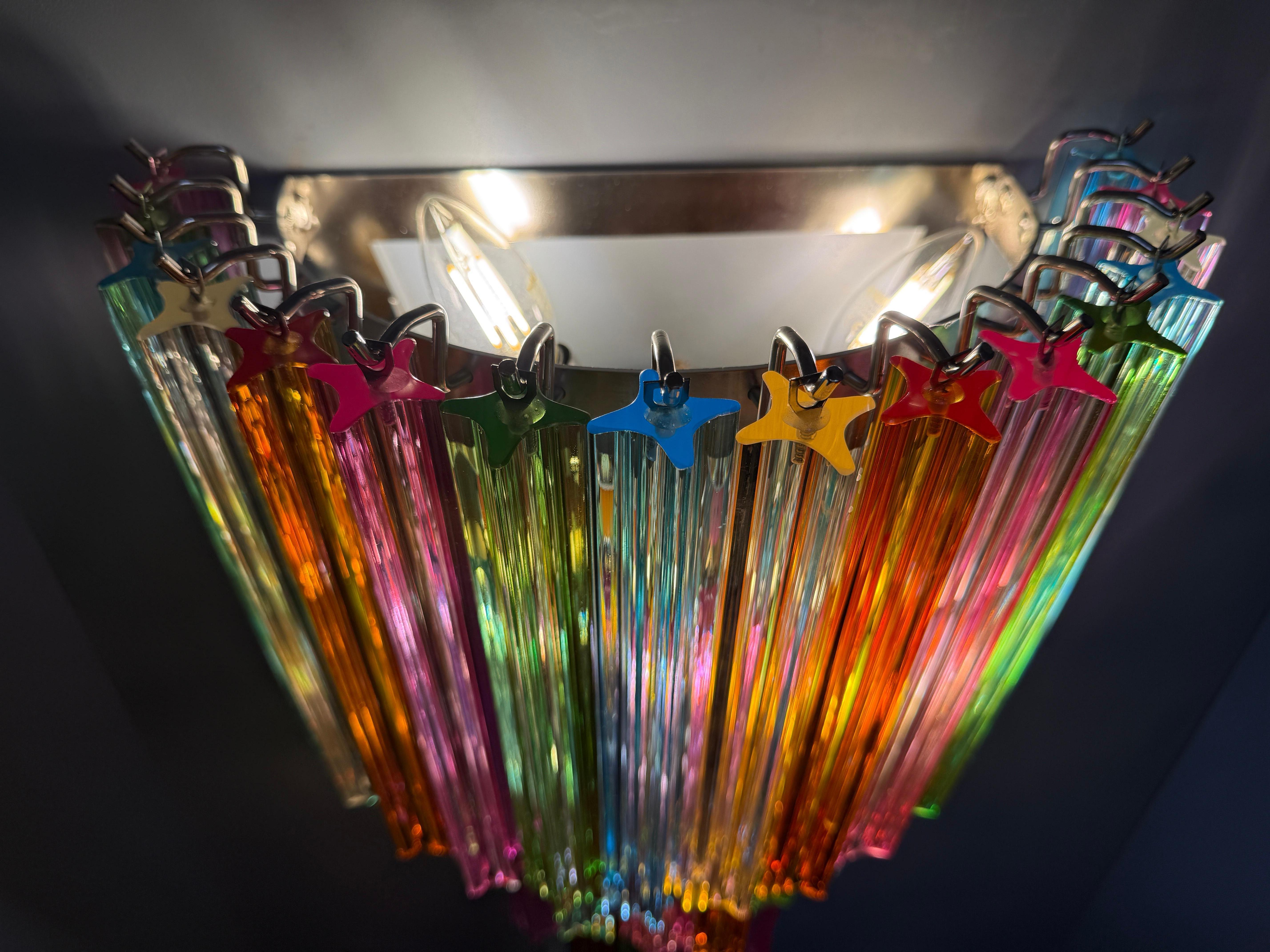 Pair of Striking Multicolor Contemporary Crystal Prism Wall Sconces Vortigo For Sale 5