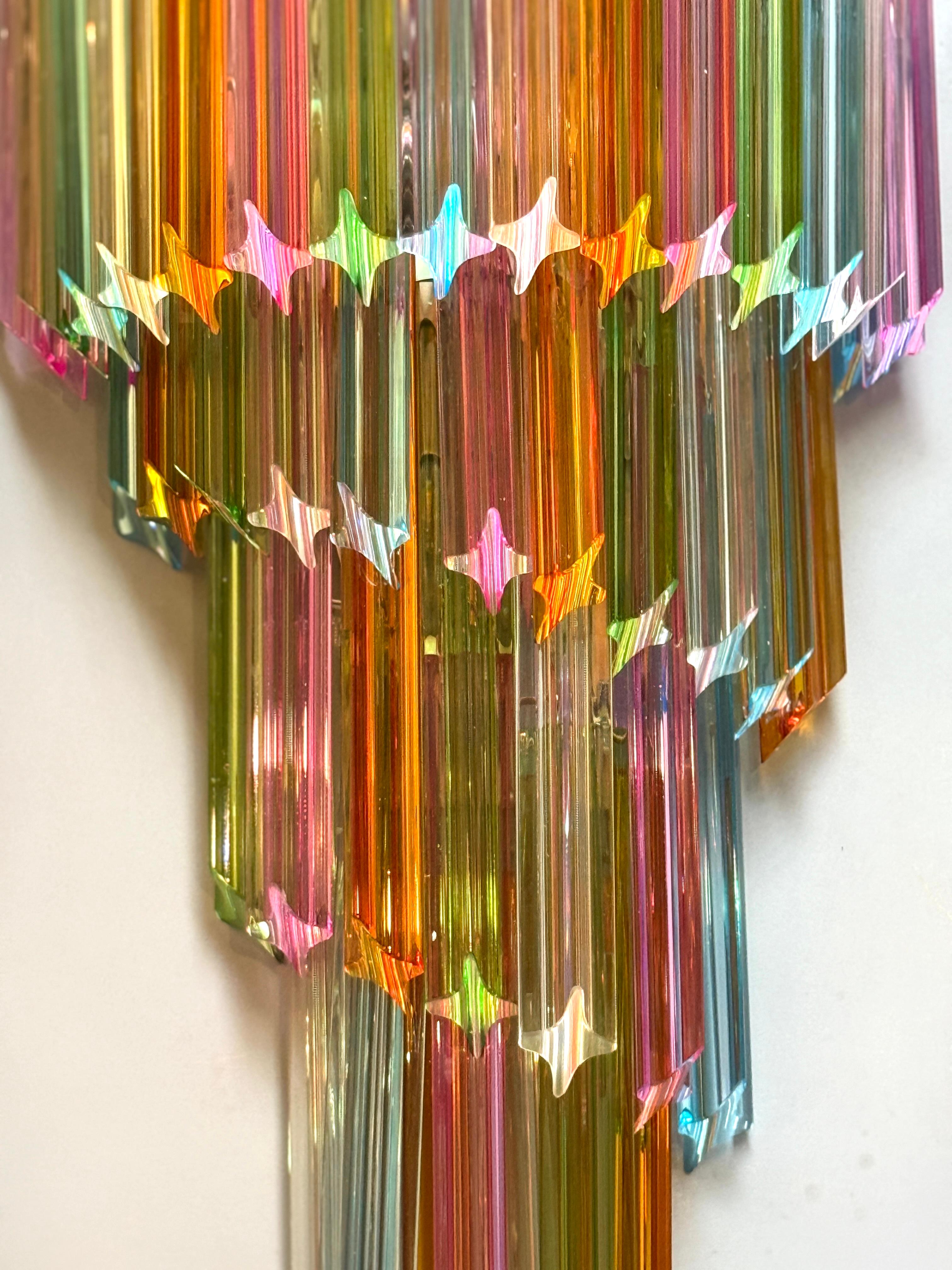 Pair of Striking Multicolor Contemporary Crystal Prism Wall Sconces Vortigo For Sale 6