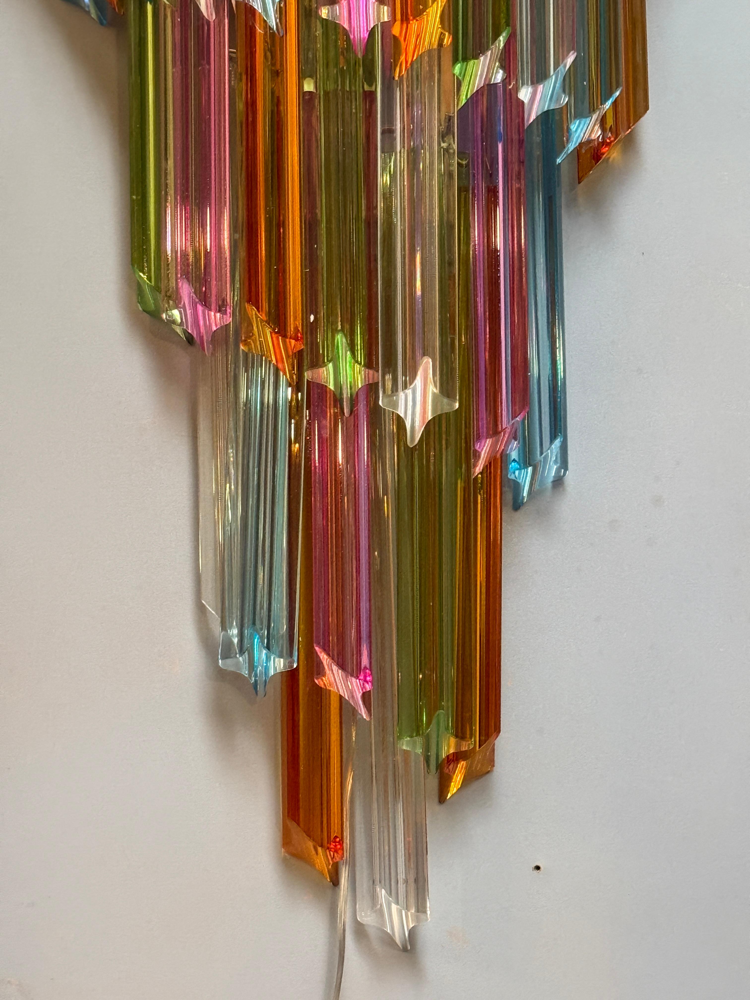 Pair of Striking Multicolor Contemporary Crystal Prism Wall Sconces Vortigo For Sale 7