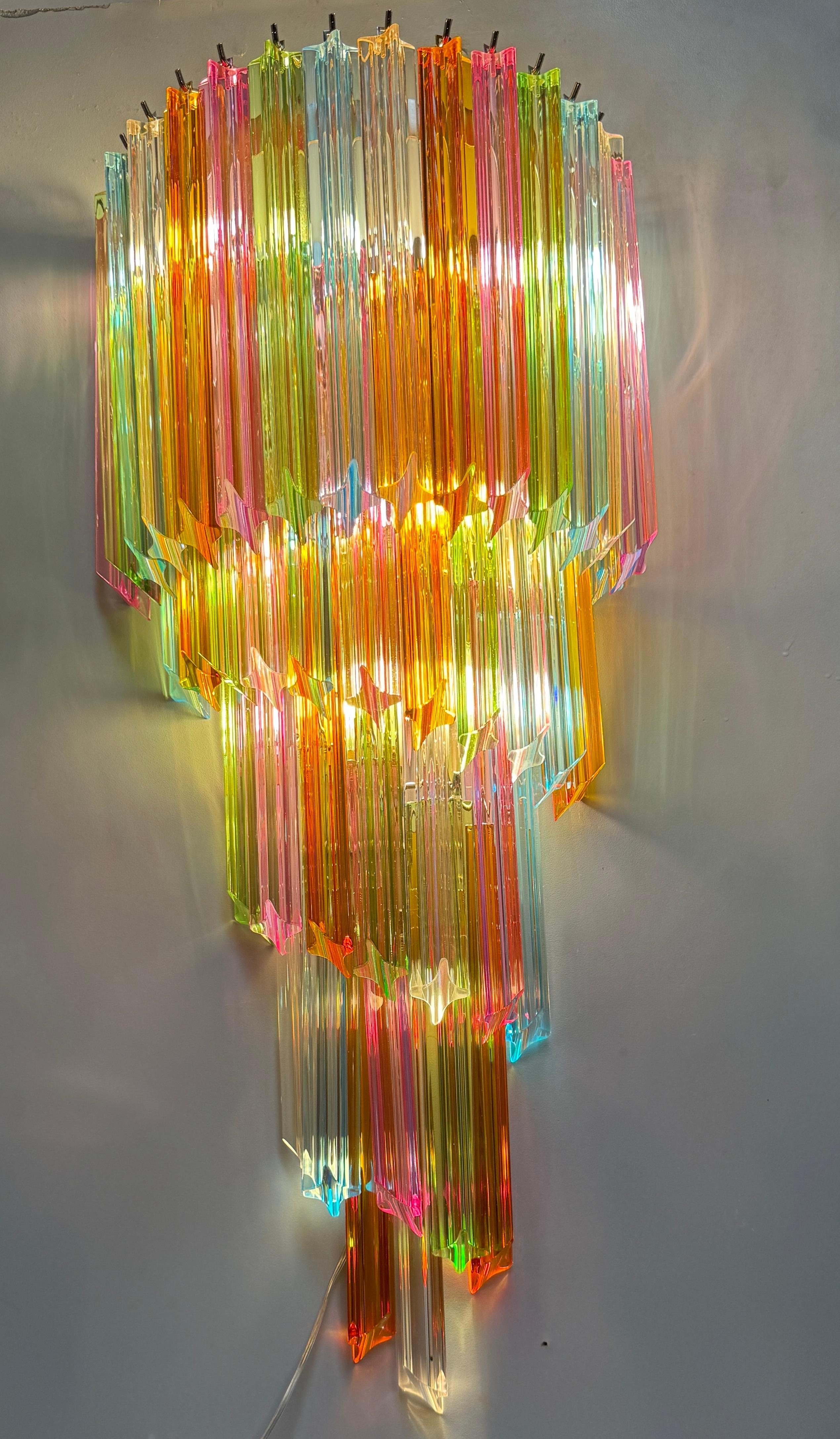 Pair of Striking Multicolor Contemporary Crystal Prism Wall Sconces Vortigo For Sale 8