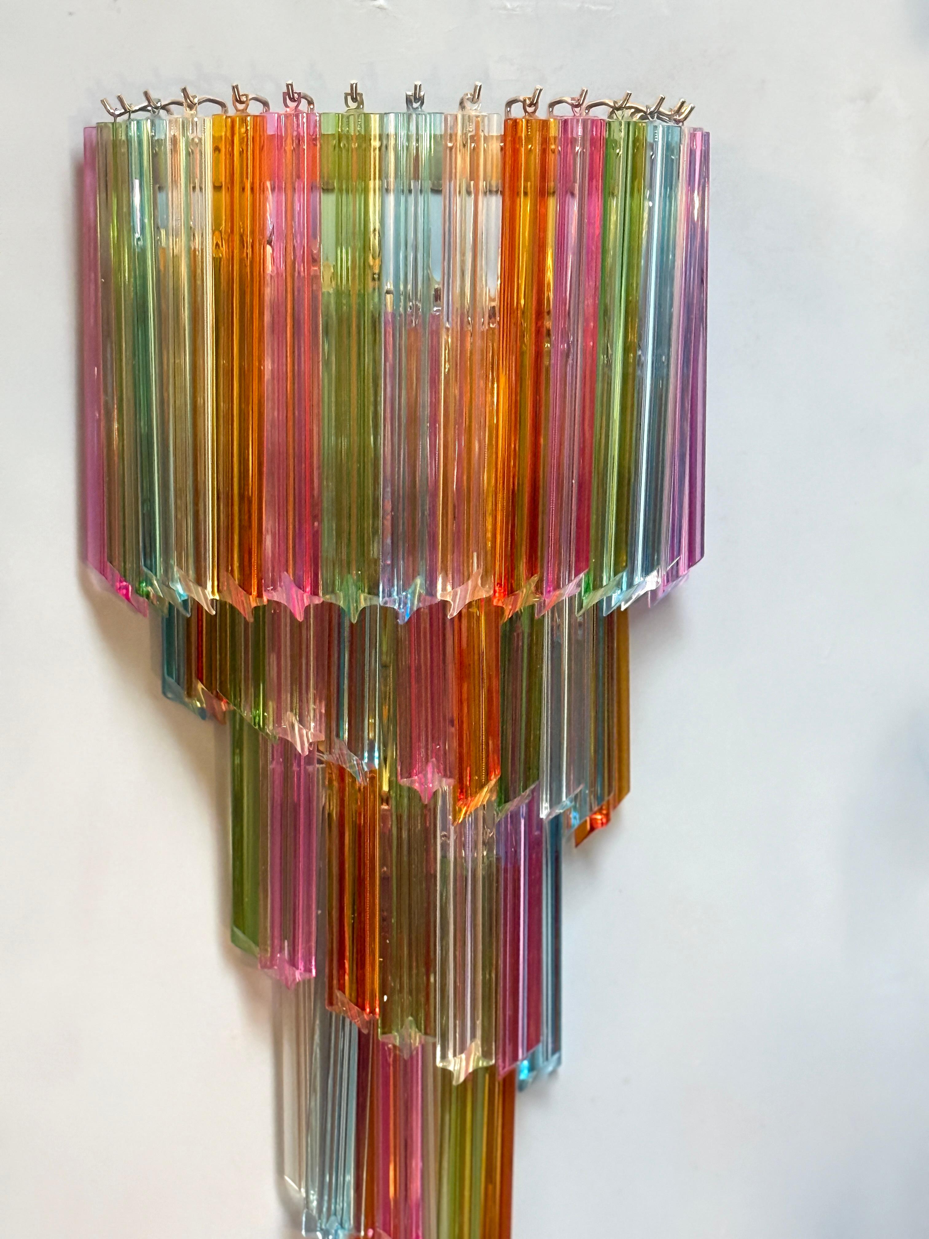Pair of Striking Multicolor Contemporary Crystal Prism Wall Sconces Vortigo For Sale 10