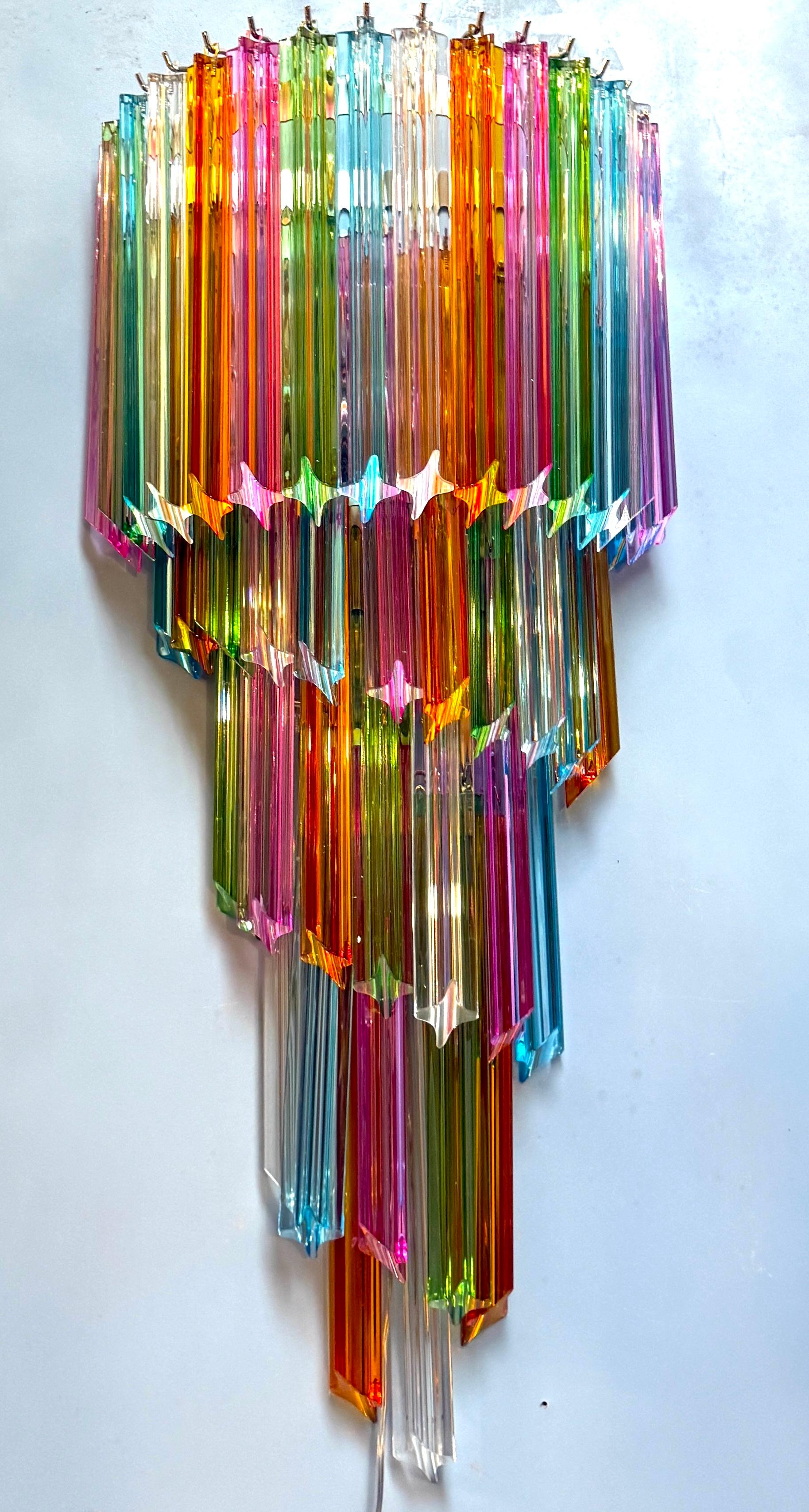 Pair of Striking Multicolor Contemporary Crystal Prism Wall Sconces Vortigo For Sale 11