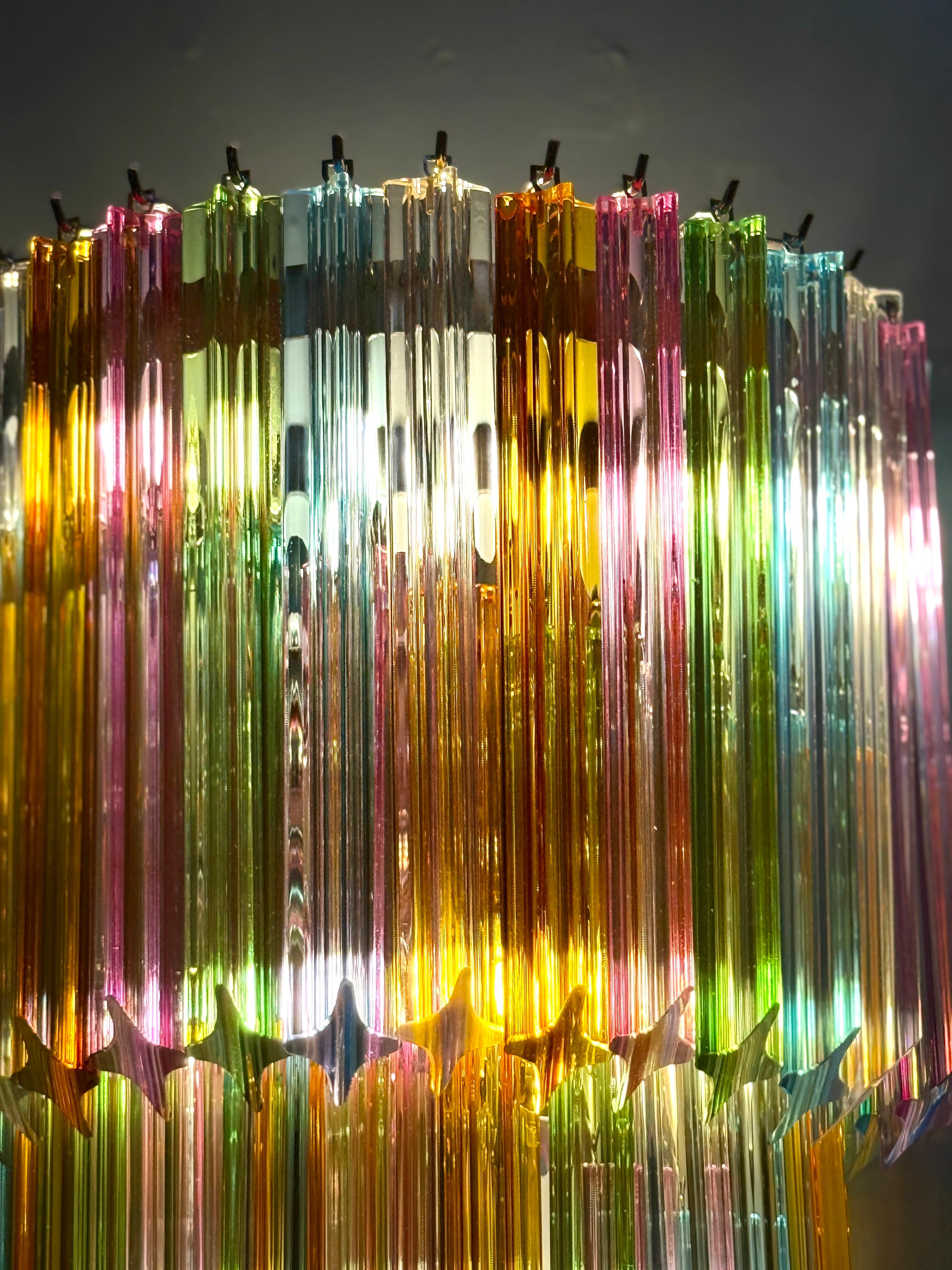 Modern Pair of Striking Multicolor Contemporary Crystal Prism Wall Sconces Vortigo For Sale