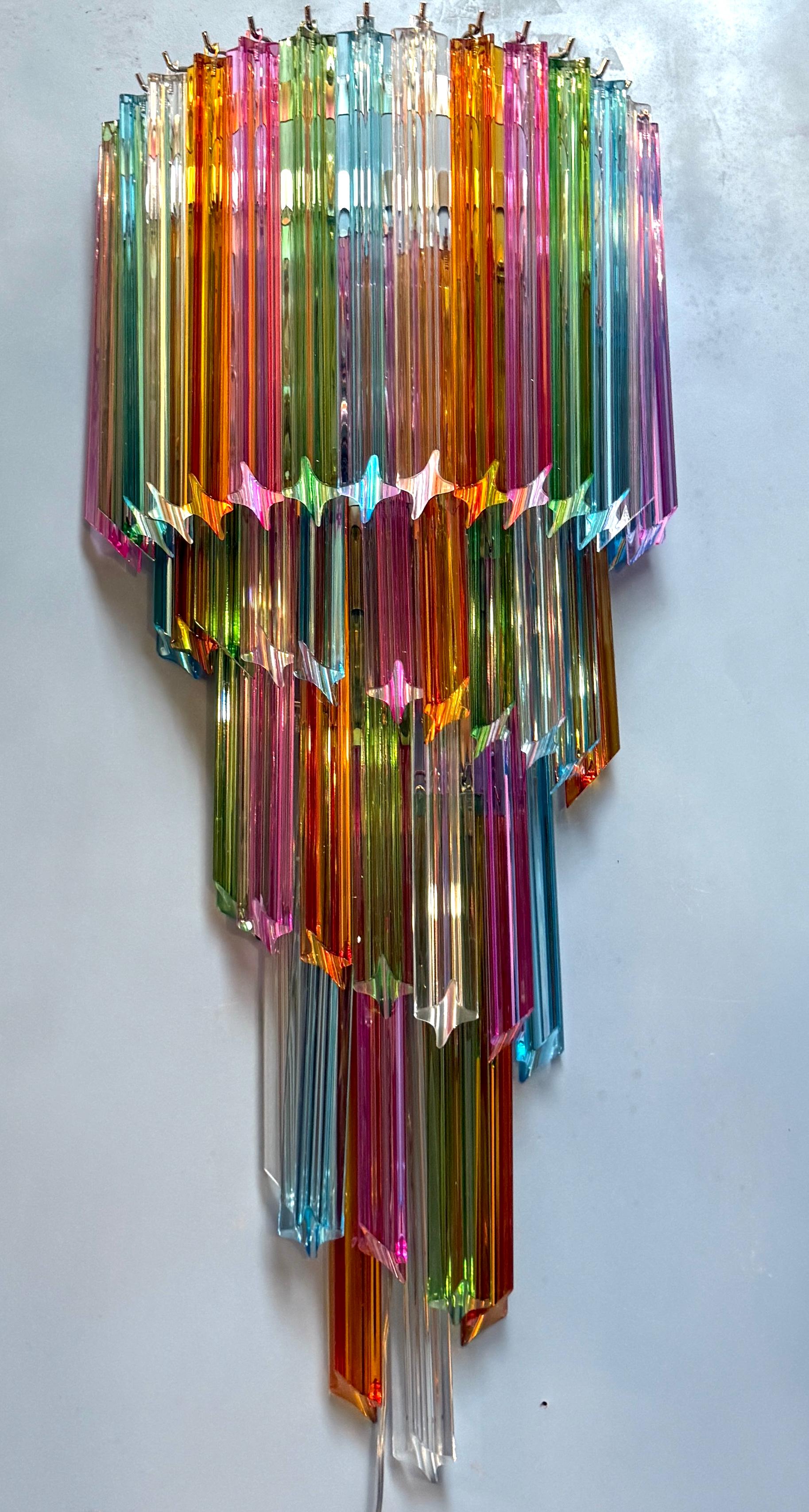Pair of Striking Multicolor Contemporary Crystal Prism Wall Sconces Vortigo For Sale 2