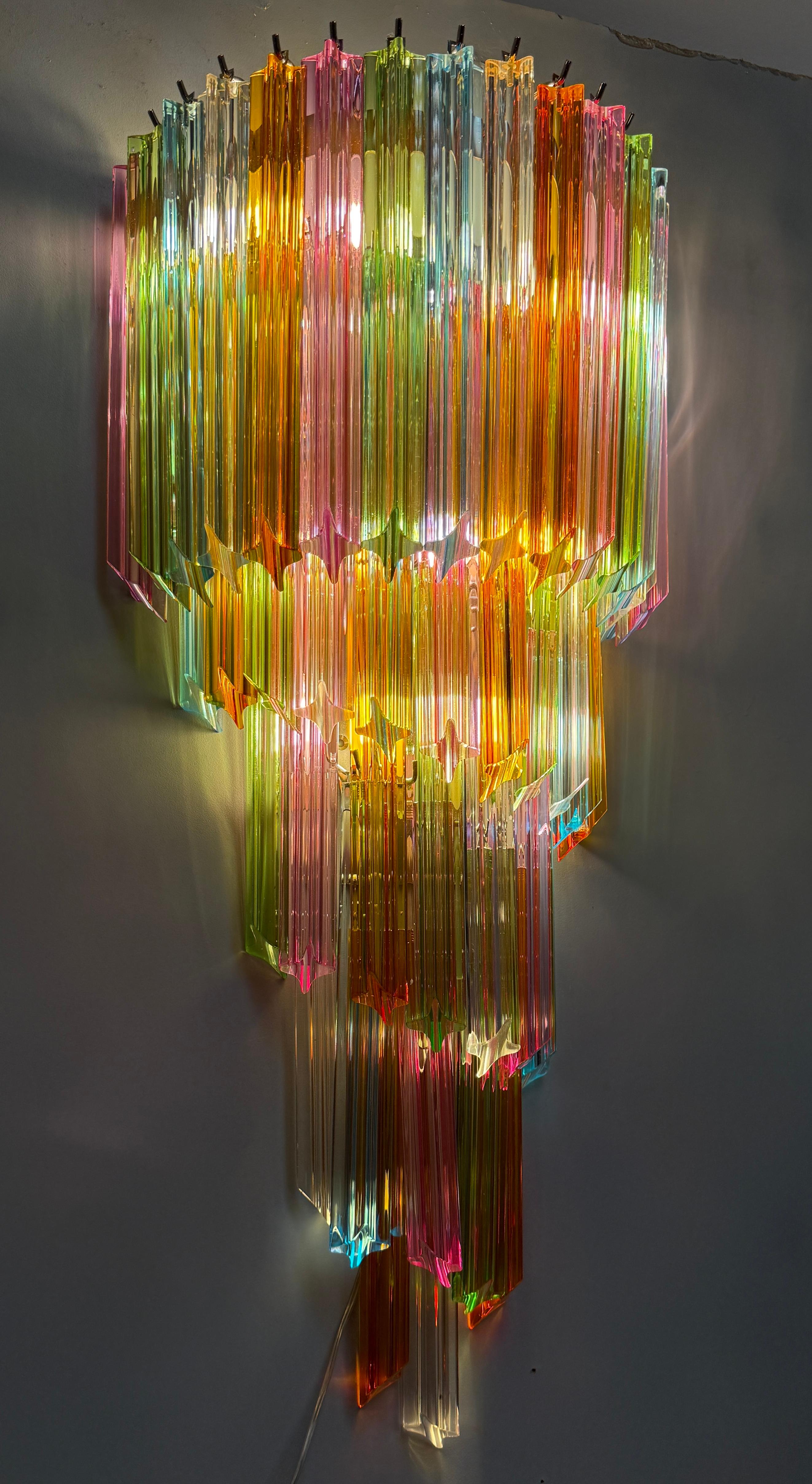 Pair of Striking Multicolor Contemporary Crystal Prism Wall Sconces Vortigo For Sale 3