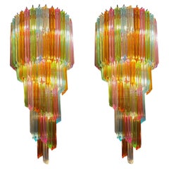 Pair of Striking Multicolor Contemporary Crystal Prism Wall Sconces Vortigo